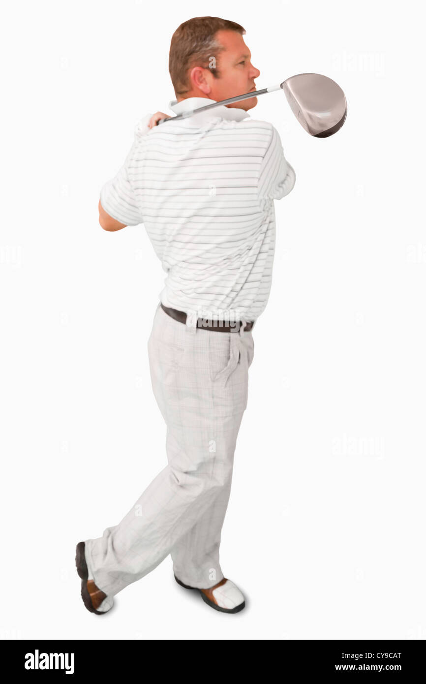 Seitenansicht der golfer Stockfoto