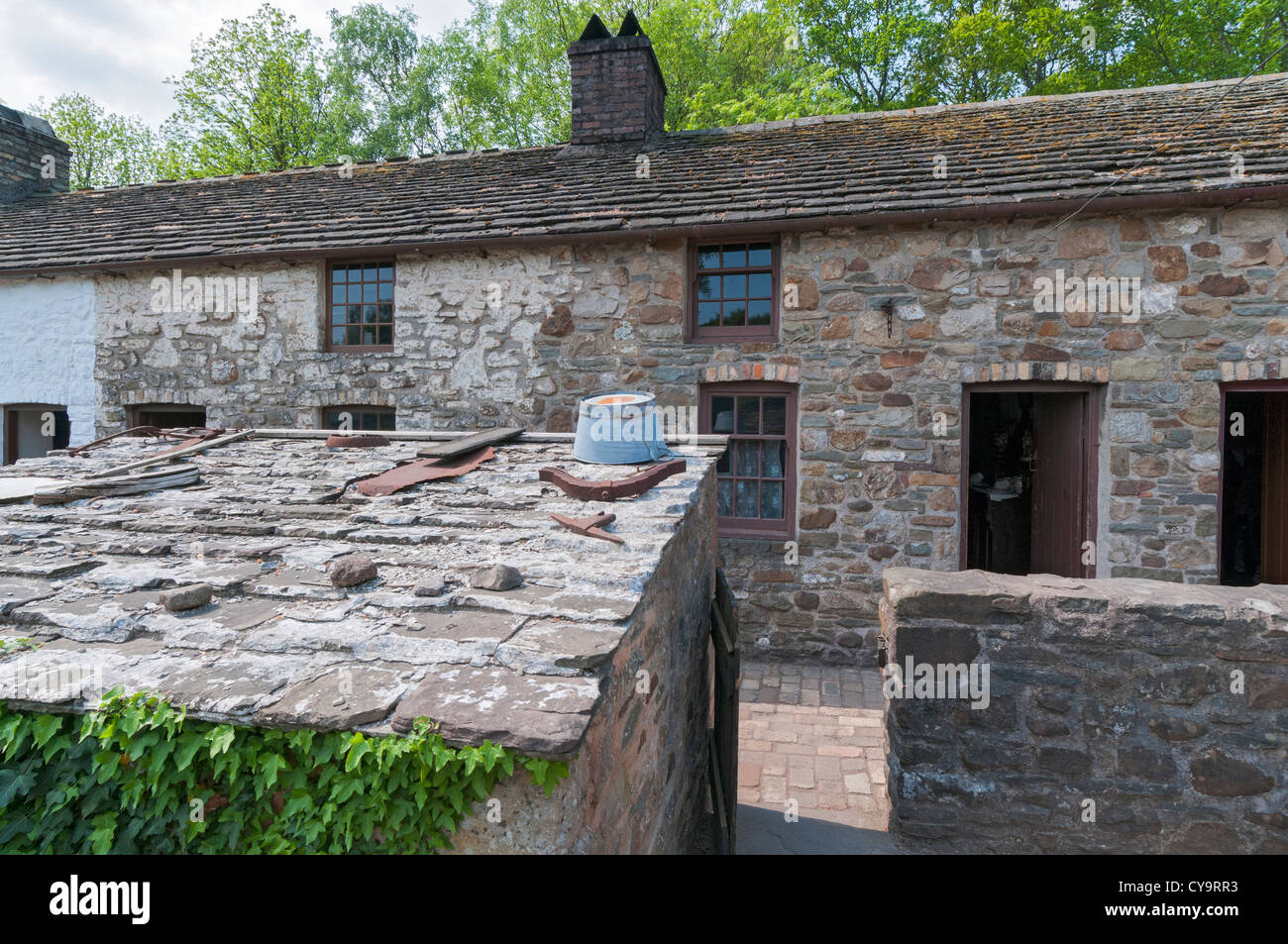 Wales, St. Fagans National History Museum, Rhyd y Auto Eisen Arbeiterhäuser Stockfoto