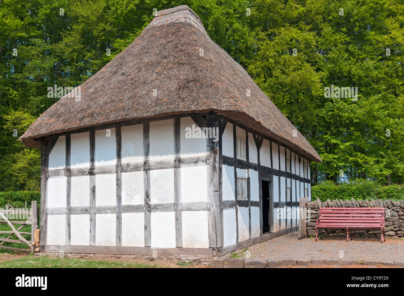 Wales, St. Fagans National History Museum, verlegt Abernodwydd Bauernhaus, erbaut 1678, gebräuchlich bis 1936 Stockfoto