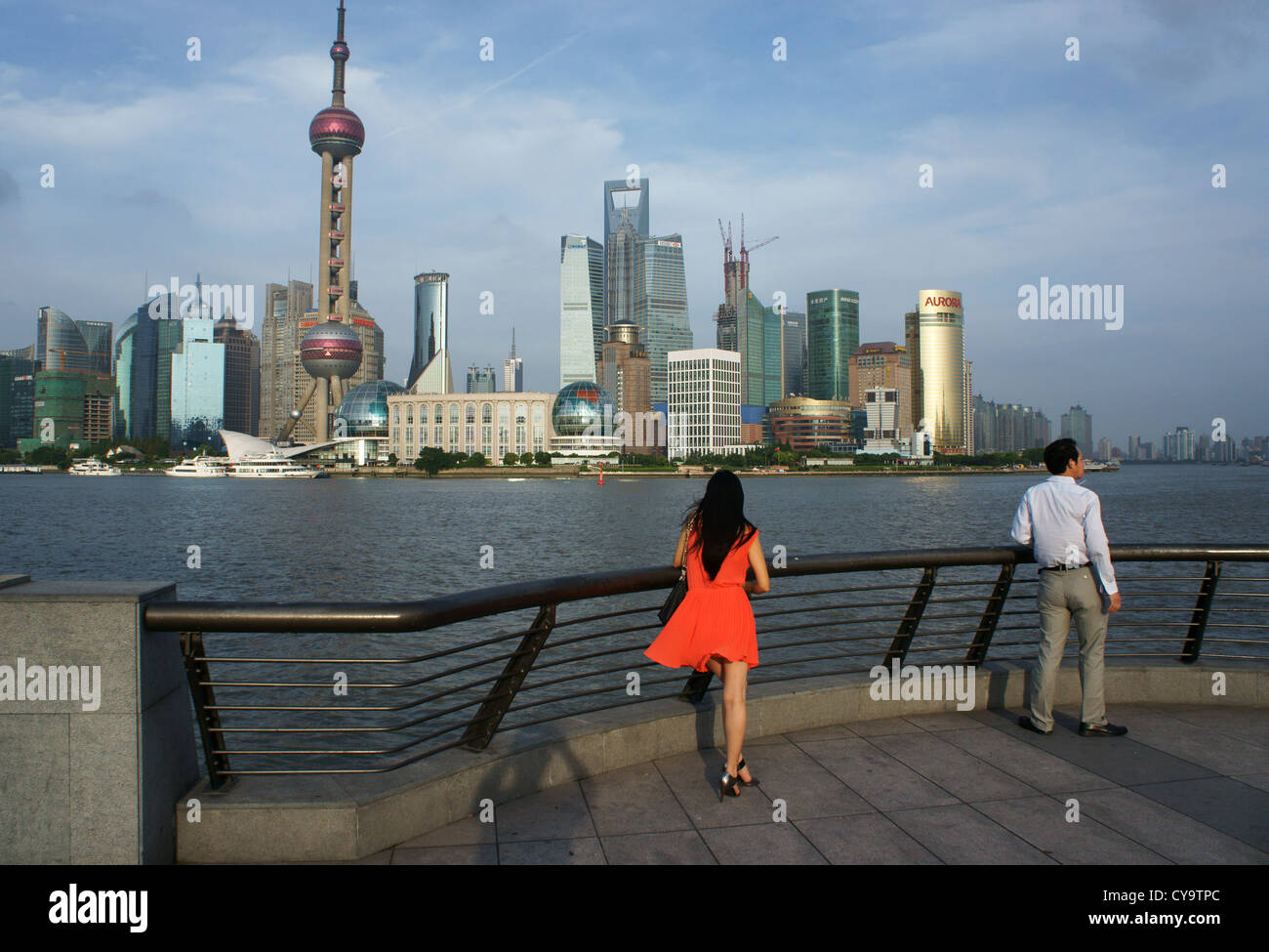 Shanghai Huangpu-Fluss, Pudong Area, East N0.2 Zhongshan Road, China Stockfoto