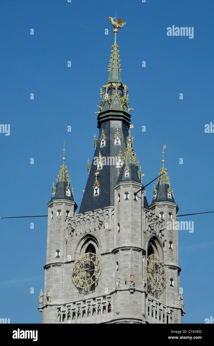 Der goldene Drache, der Belfried, Gent Stockfoto