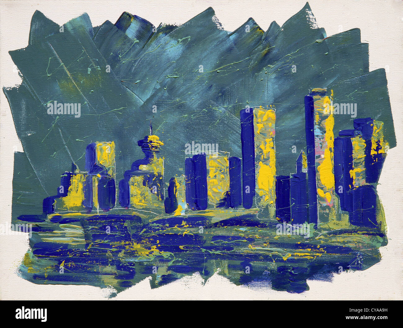 Abstrakte Malerei mit Vancouver Türmen Stockfoto
