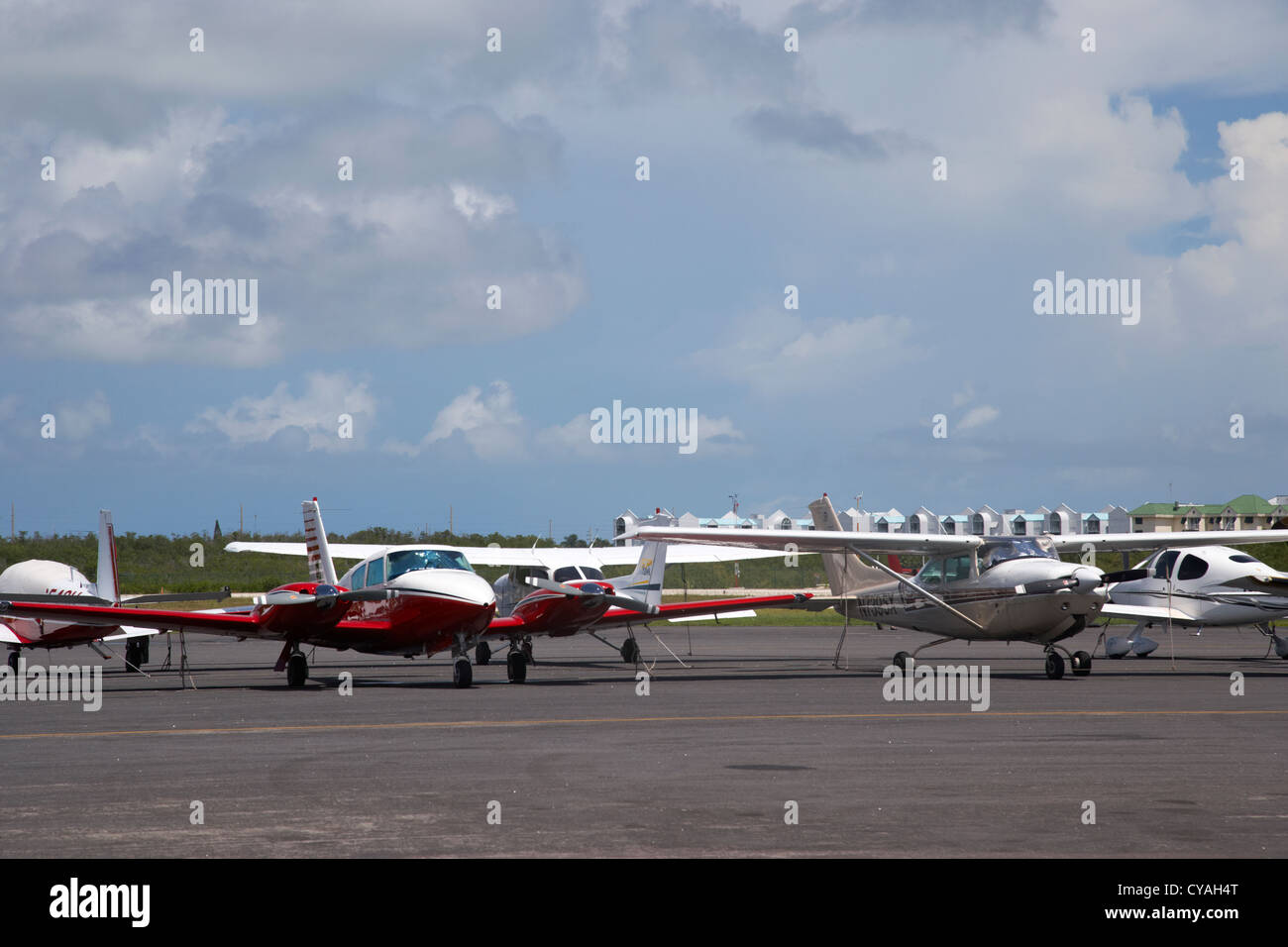 private Leichtflugzeug parkte am internationalen Flughafen Key West Florida Usa Stockfoto