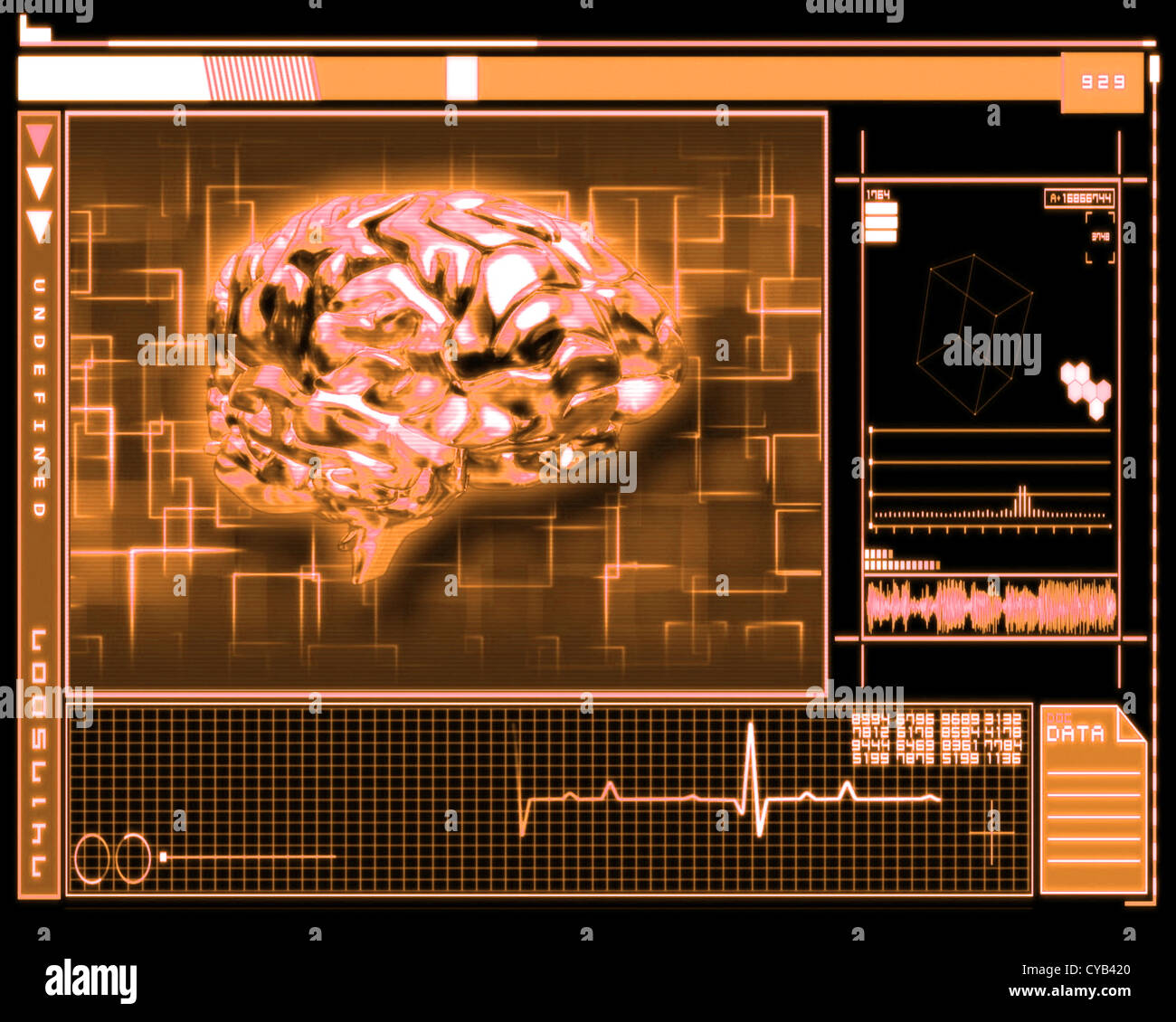 Orange Gehirn Interface-Technologie Stockfoto