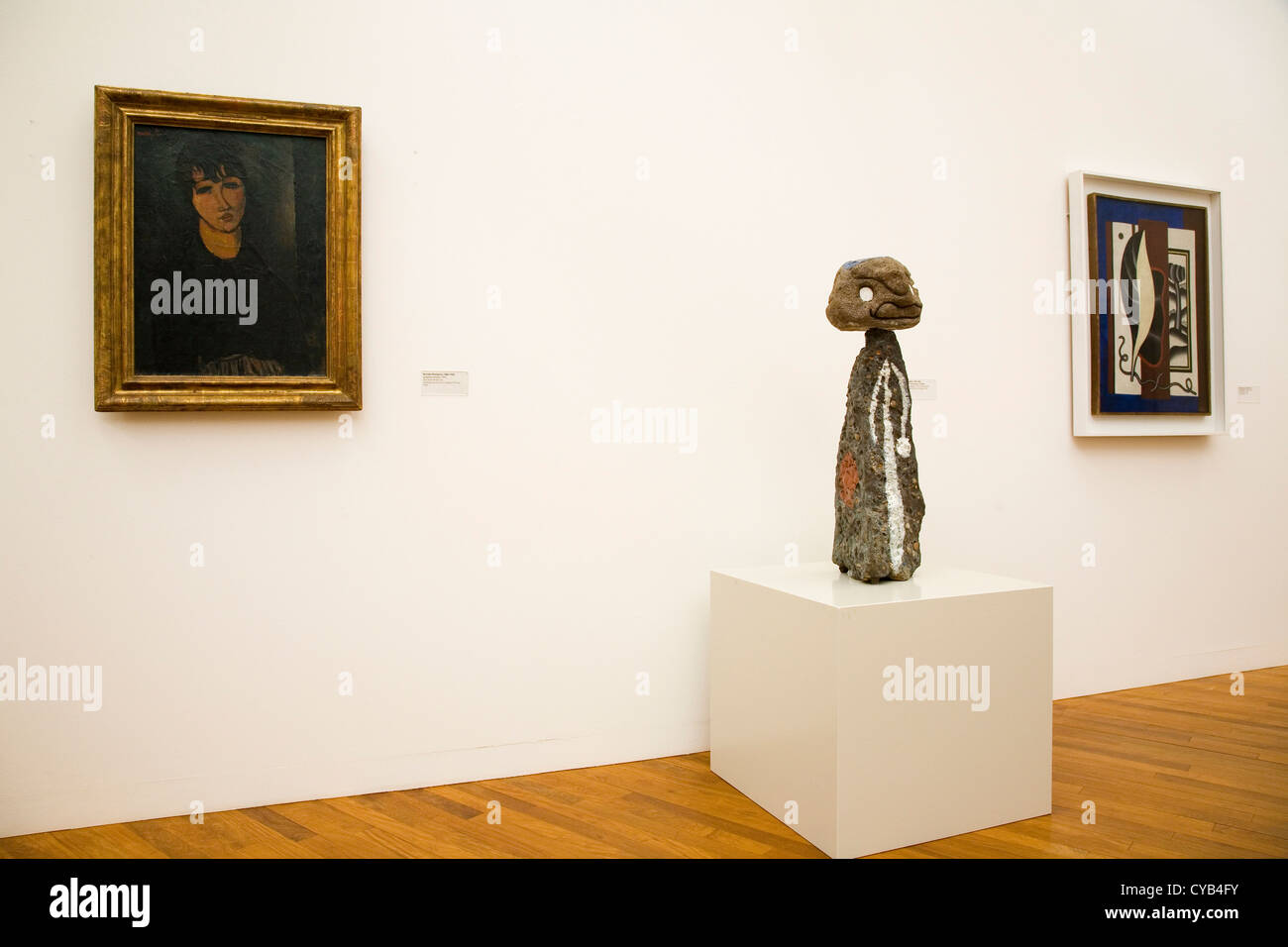 Europa, Schweiz, Zürich, Kunsthaus, Museum für Kunst, Skulptur und Malerei von Amedeo Modigliani und Joan Miro Stockfoto