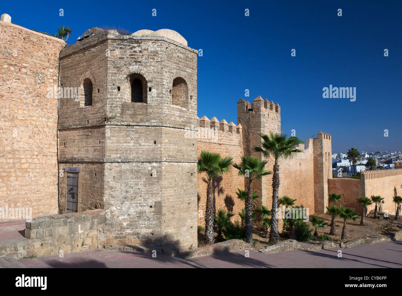 Alten Mauern der Kasbah des Oudaia, Rabat, Marokko Stockfoto