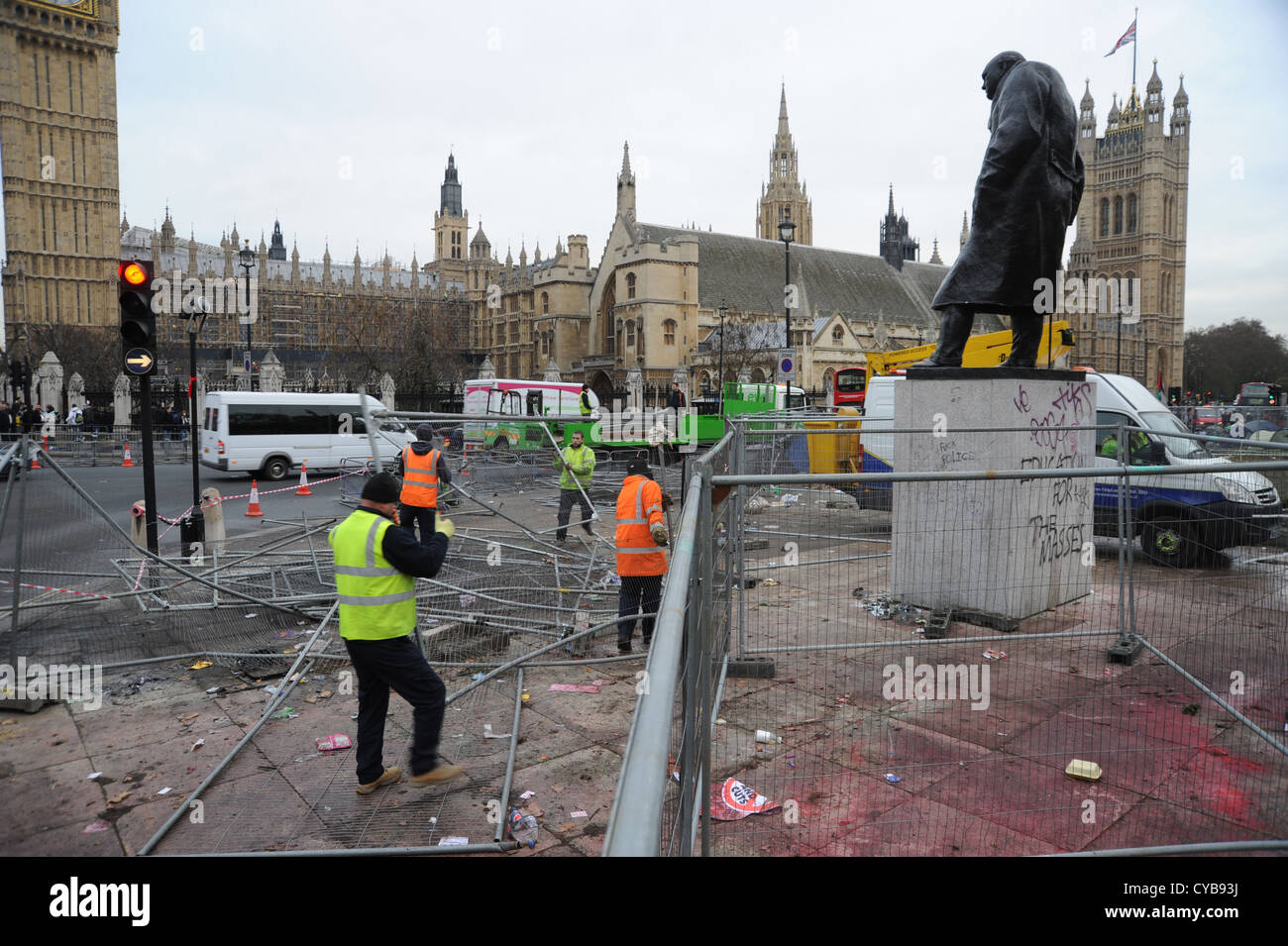 Parliament Square nach Student London UK marschiert Stockfoto
