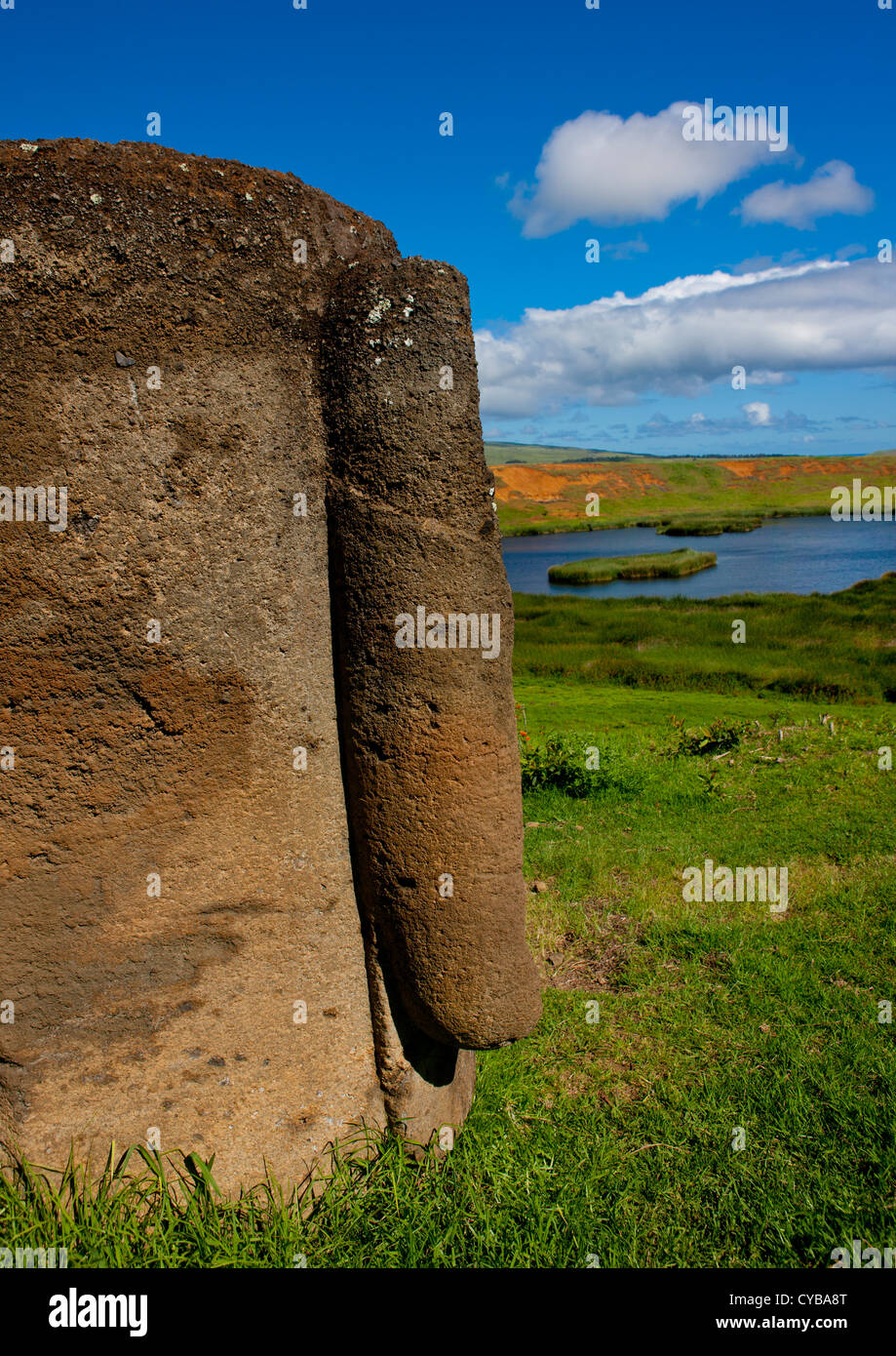 Moai In Rano Raraku, Osterinsel, Chile Stockfoto