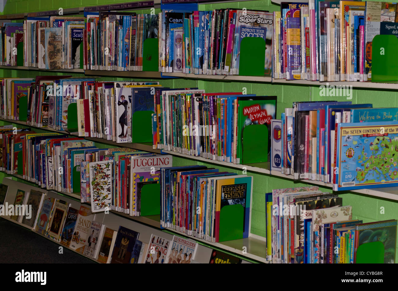 Bibliothek-Bücherregale Stockfoto