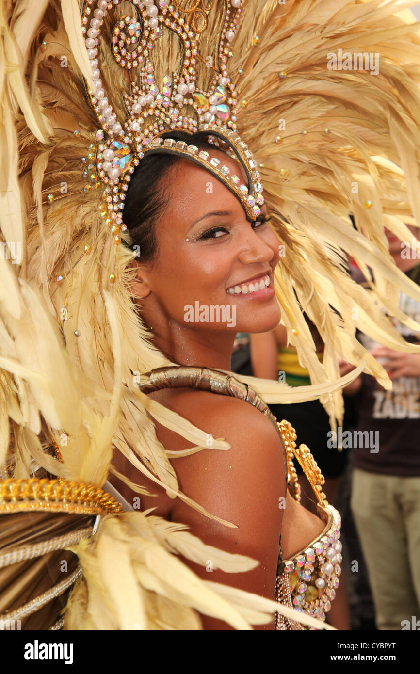 Ein Modell aus der Nottinghill Carnival 2012 Trinidad und Tobago Stockfoto