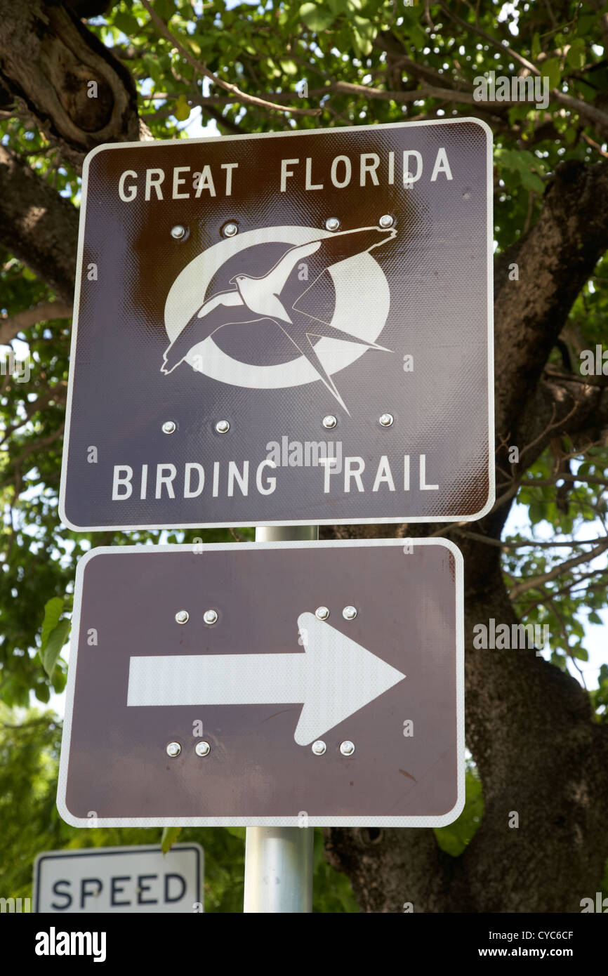 großer Florida Vogelbeobachtung Trail Zeichen Wegweiser Key West Florida usa Stockfoto