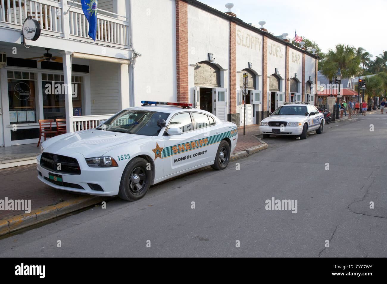 Monroe county Sheriff und Key West Polizei patrouillieren Streifenwagen Key West Florida usa Stockfoto