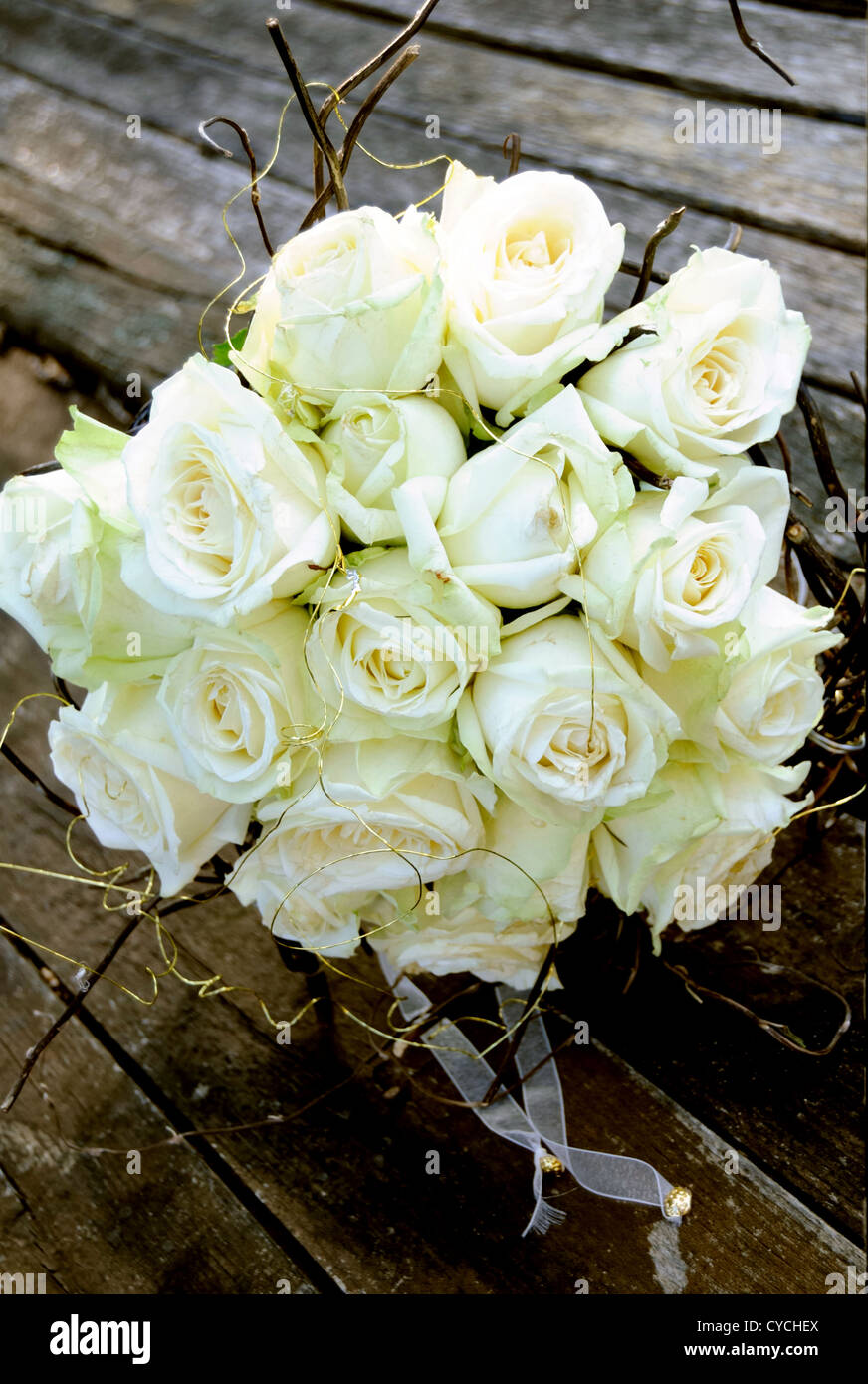 Bouquet von weißen Rosen Stockfoto