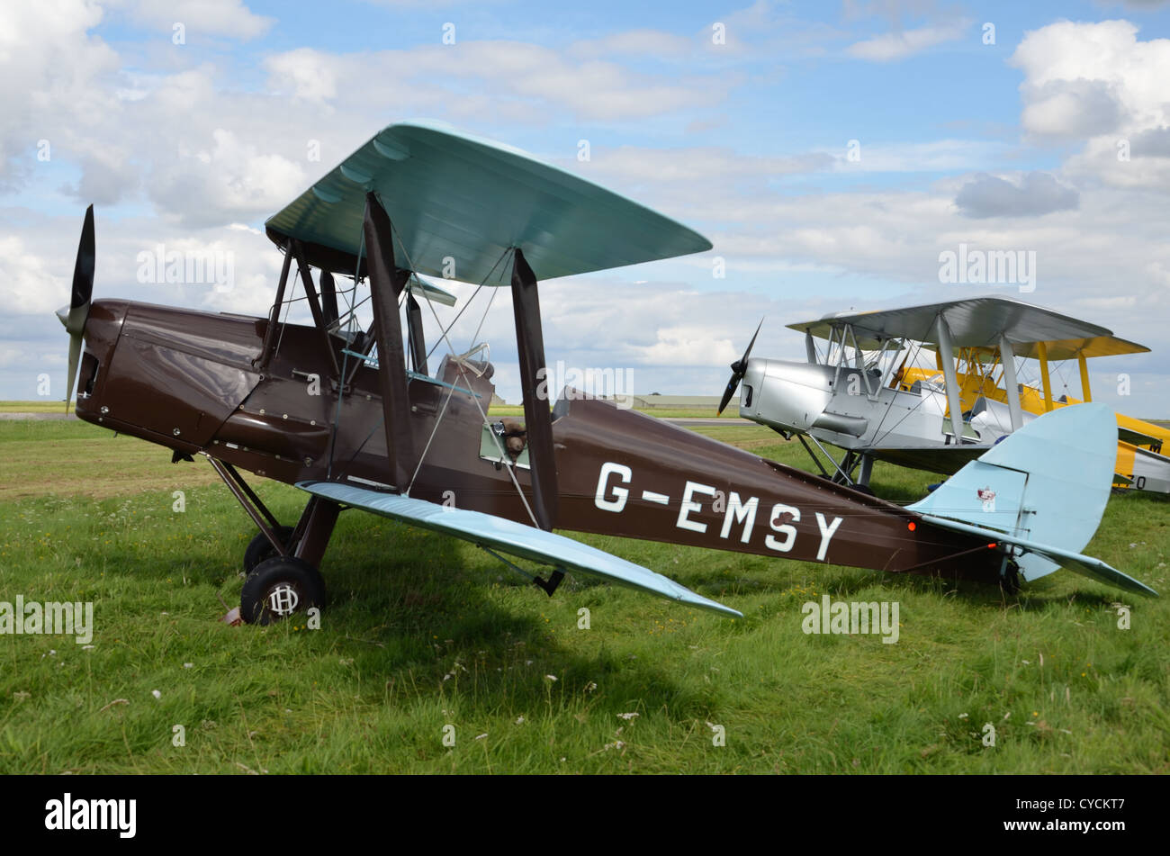 Vintage de Havilland DH 82 Tiger Moth Doppeldecker Stockfoto