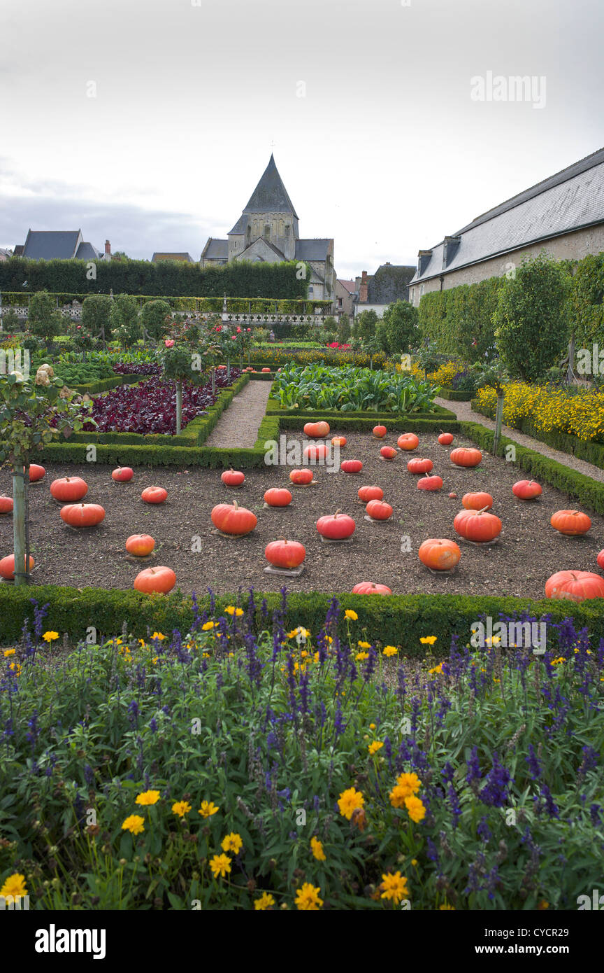 Gemüsegarten, Schloss Villandry, Loire, Frankreich Stockfoto