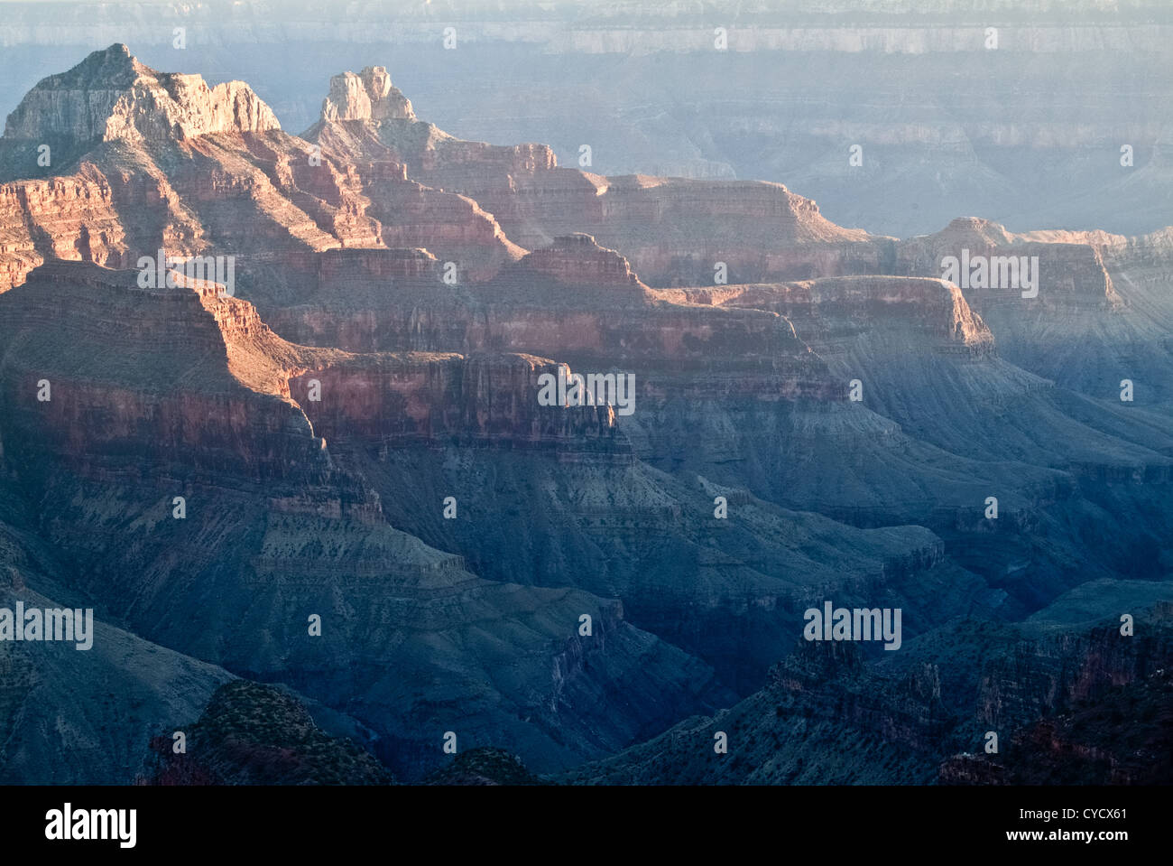 Der Blick von der North Rim des Grand Canyon National Park in Arizona. Stockfoto