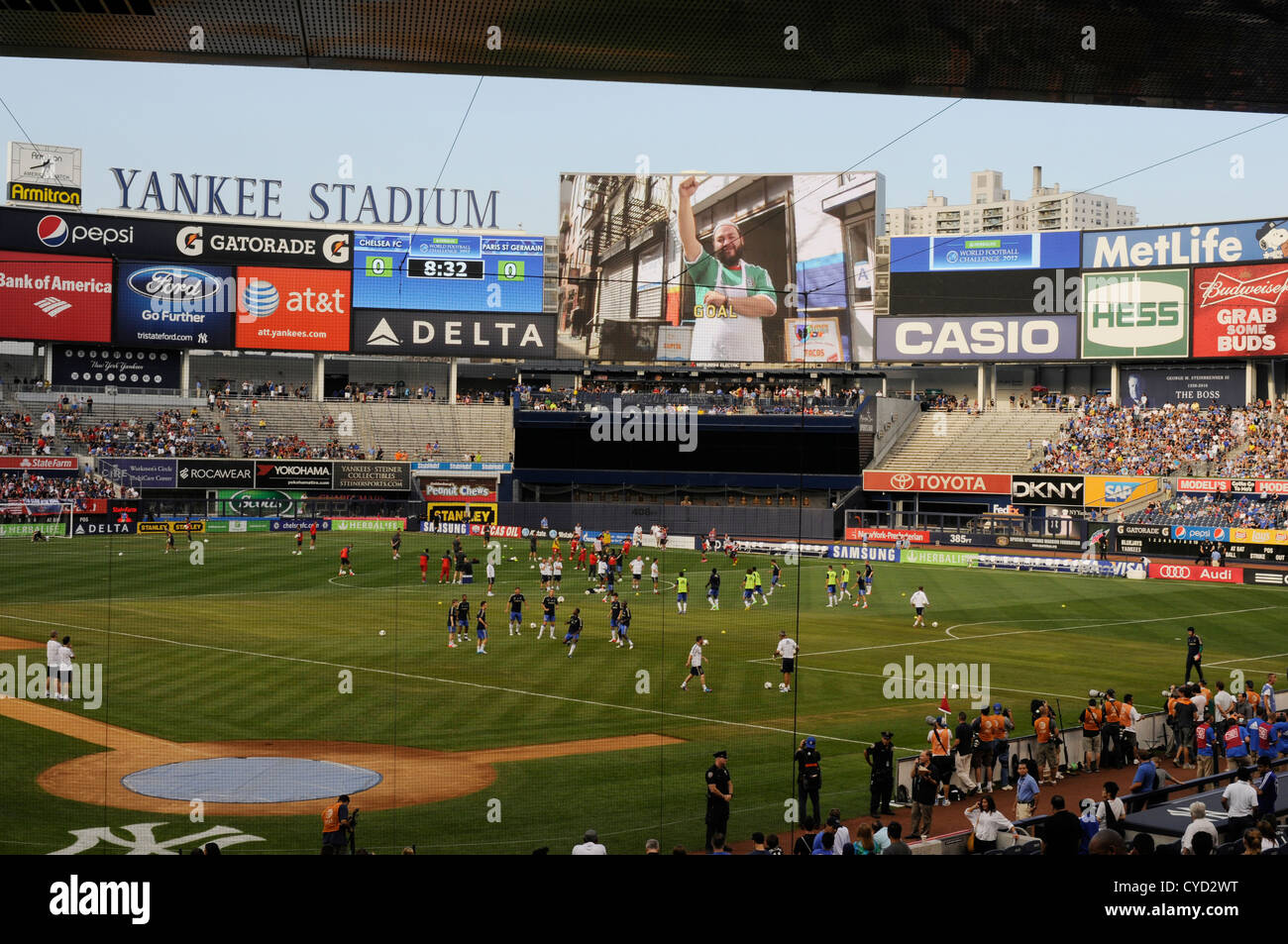 Chelsea Football Club spielen Paris Saint-Germain auf ihrer Tour vor der Saison von Amerika im Yankee Stadium in New York City, USA. Stockfoto