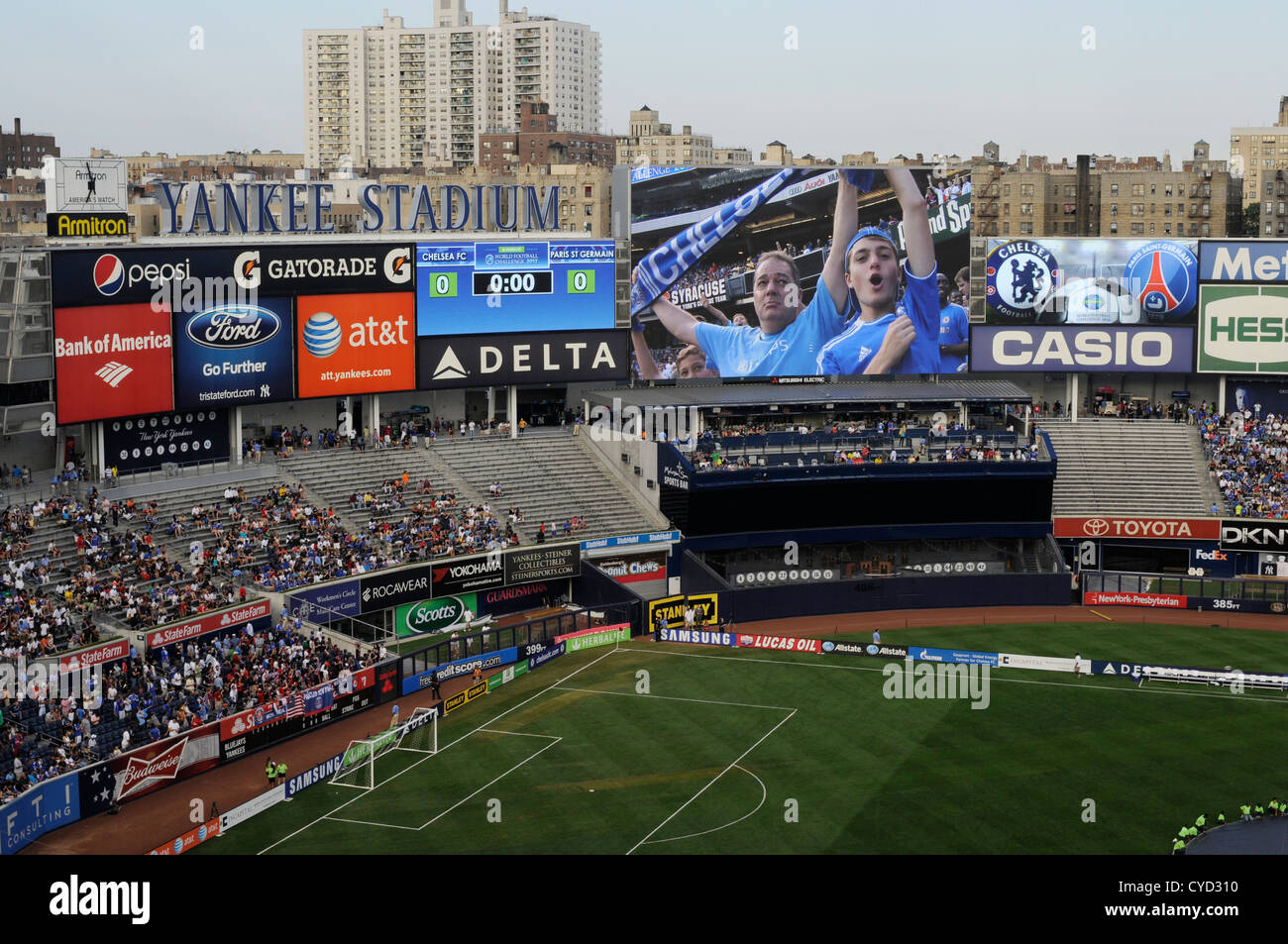 Chelsea Football Club spielen Paris Saint-Germain auf ihrer Tour vor der Saison von Amerika im Yankee Stadium in New York City, USA. Stockfoto