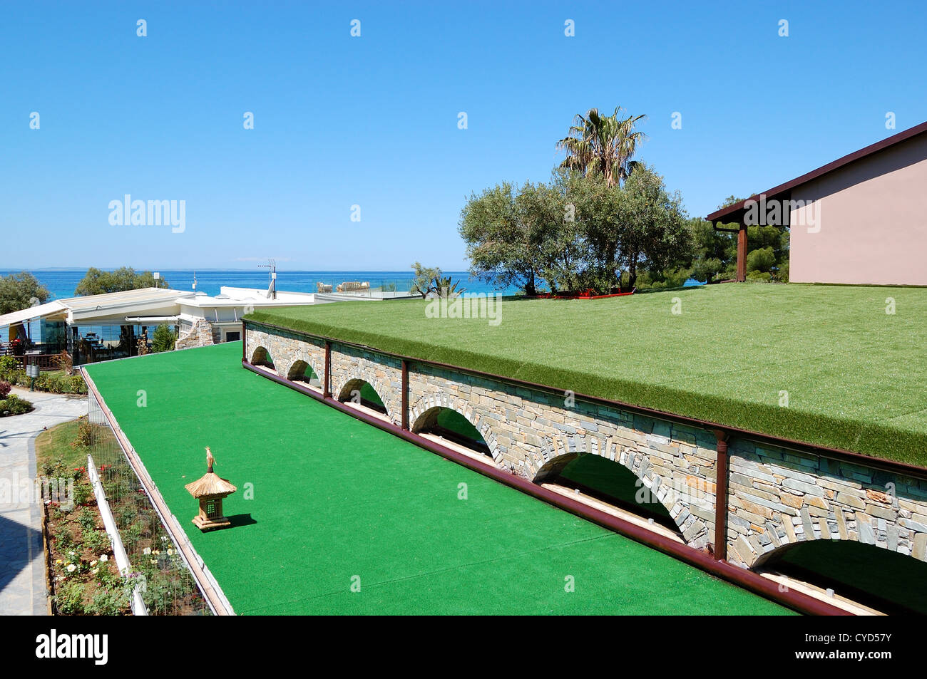 Sehen Sie sich auf dem Dach des Luxus-Hotel, Insel Thassos, Griechenland Stockfoto