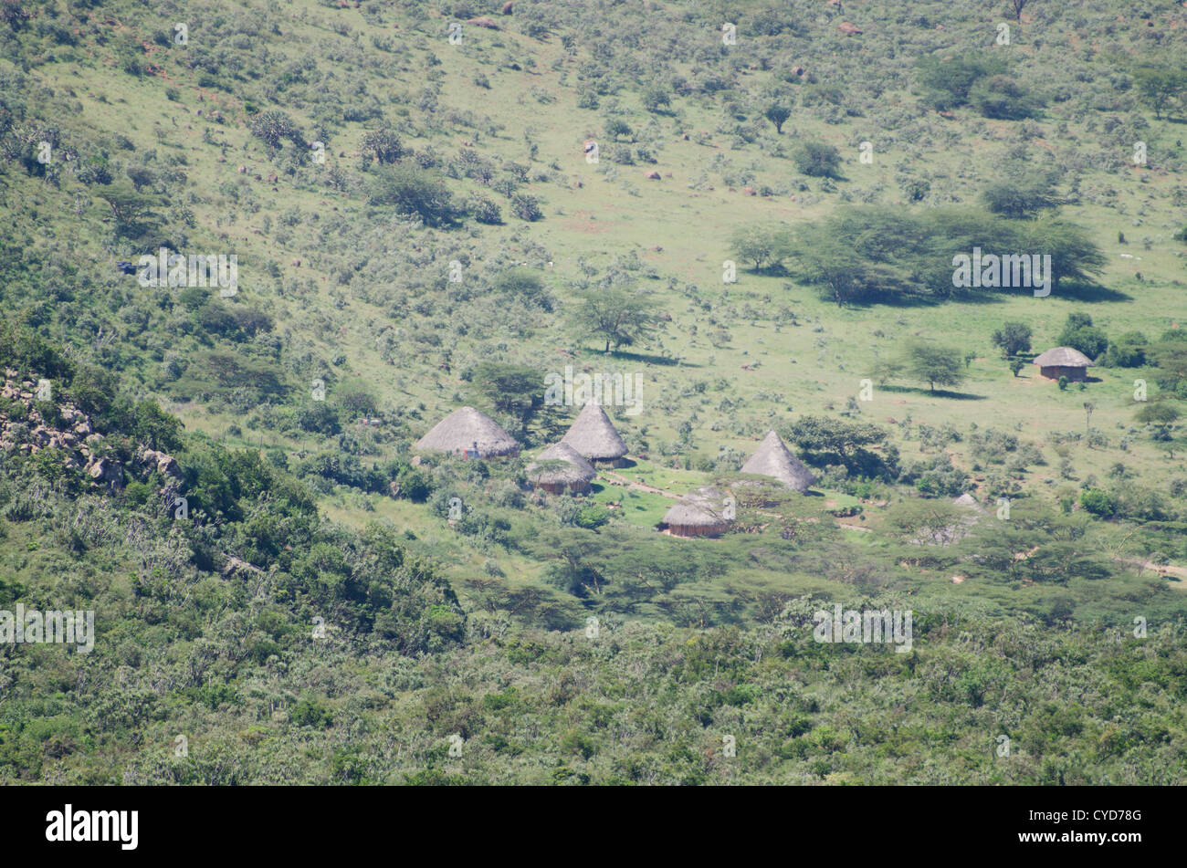 Afrikanisches Dorf, Rift Valley, Kenia Stockfoto