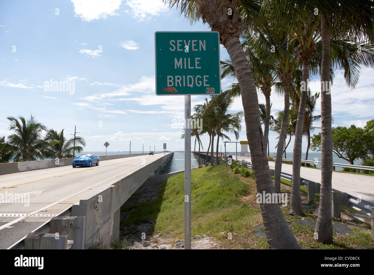 alte und neue sieben Meile Brücke Marathon in den Florida keys Stockfoto