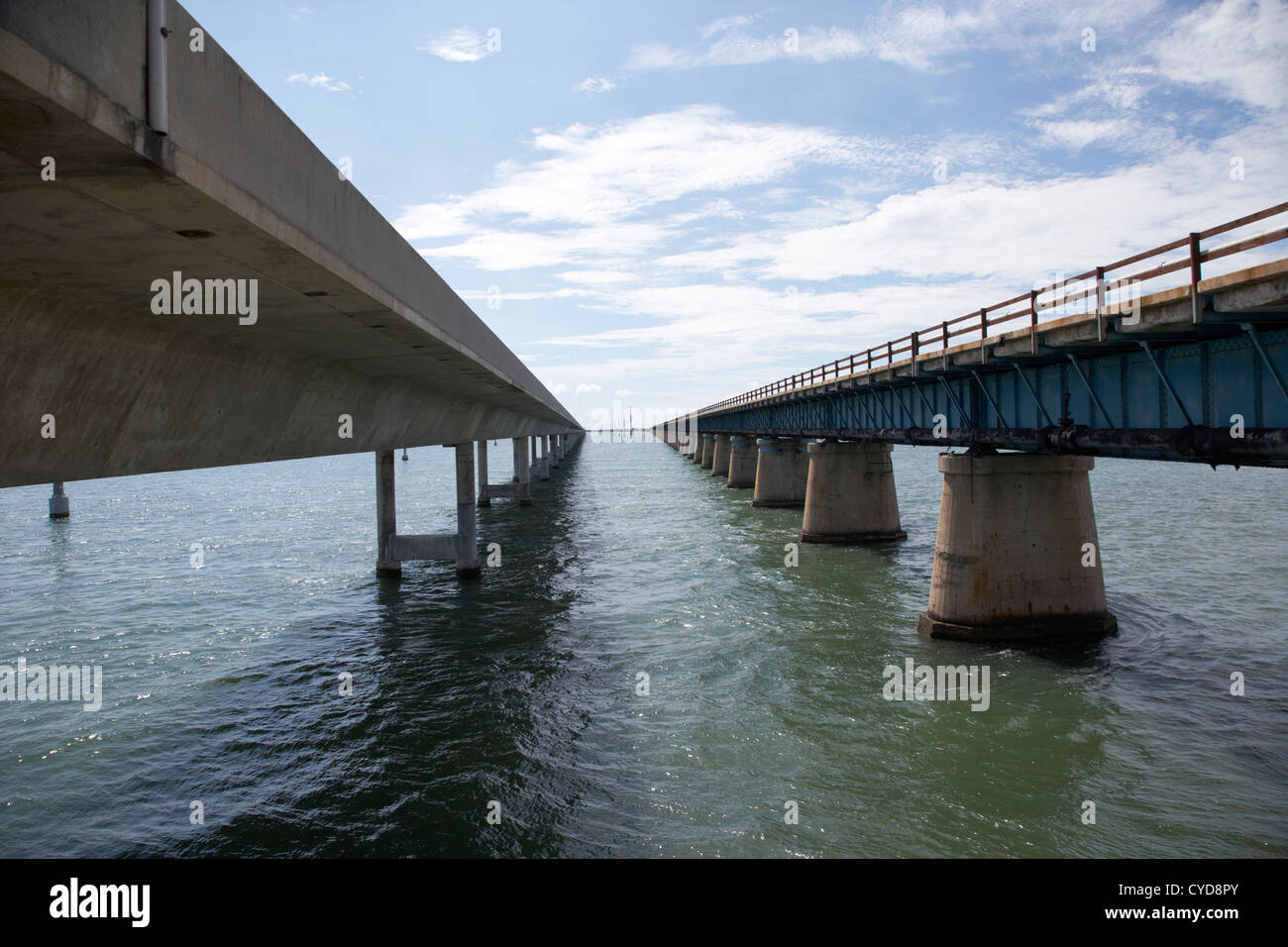 alte und neue sieben Meile Brücke Marathon in den Florida keys Stockfoto