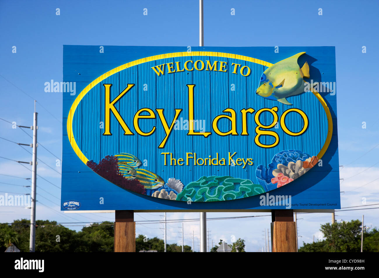 Willkommen Sie bei Key Largo Roadsign Florida Keys usa Stockfoto