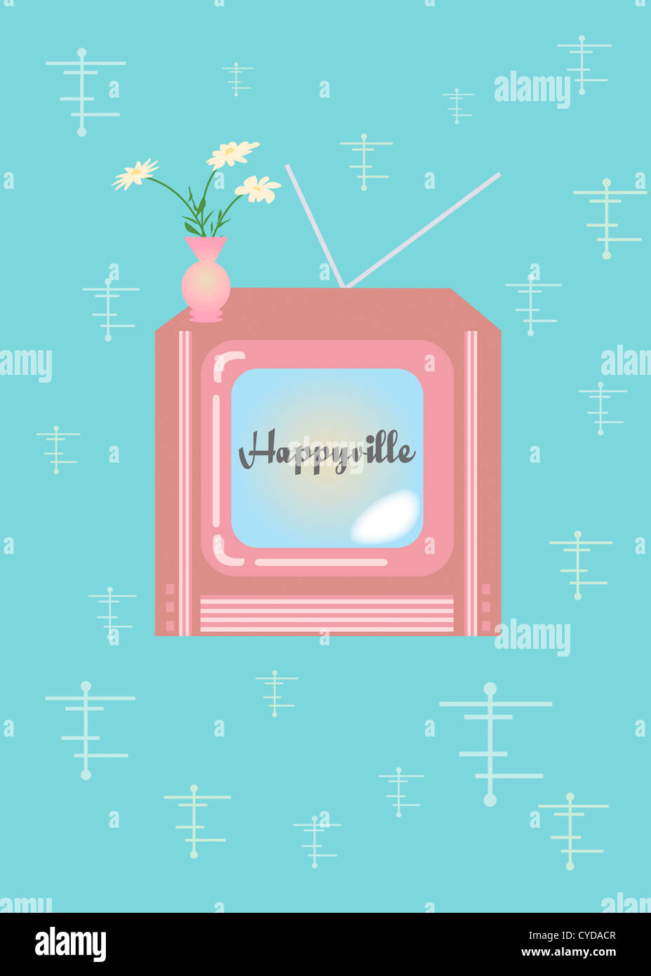 Retro-TV Mid-Century Modern - Happyville Stockfoto