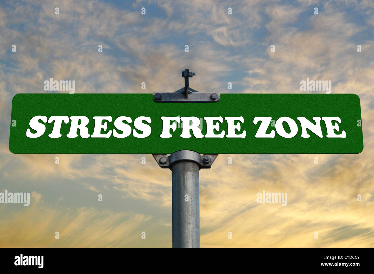 Stress-freie Zone-Straßenschild Stockfoto