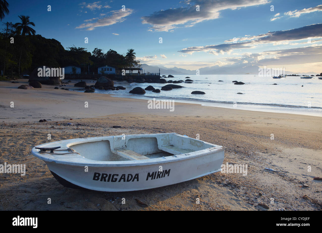 Vila Abraão im Morgengrauen, Ilha Grande, Bundesstaat Rio De Janeiro, Brasilien Stockfoto