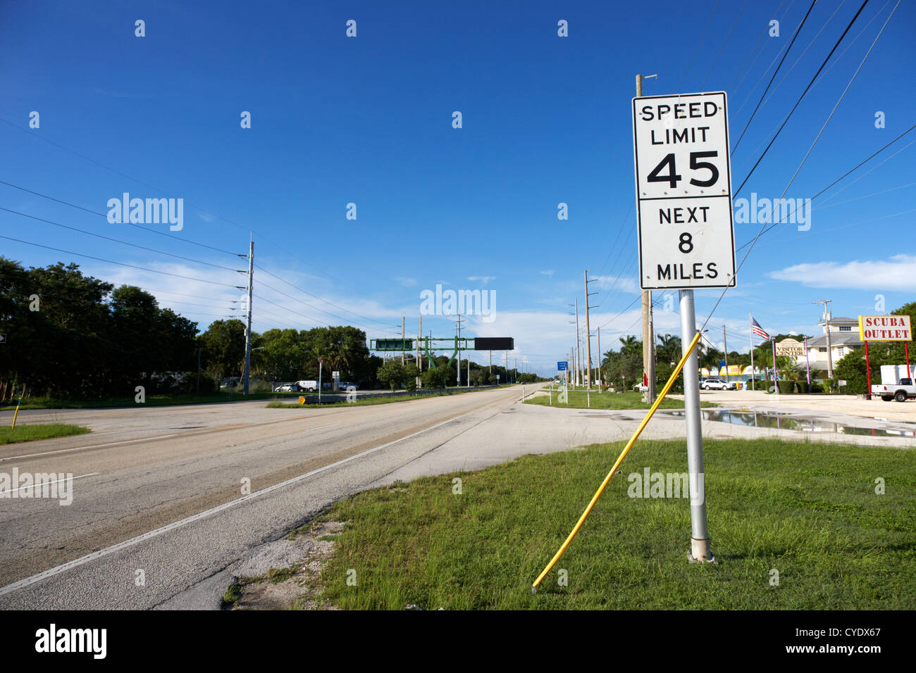 45 km/h Höchstgeschwindigkeit nächsten 8 Meilen auf uns route 1 in Key Largo Florida Keys usa Stockfoto