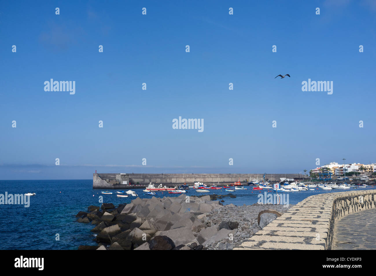 Hafen und Wellenbrecher in Playa San Juan, Teneriffa, Kanarische Inseln, Spanien Stockfoto