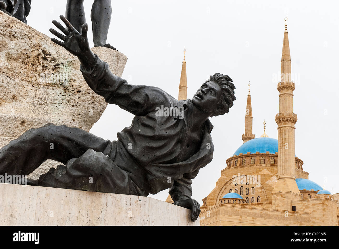 Das Monument der Märtyrer, Helden der libanesischen Unabhängigkeit, in der Nähe von Mohammad al Amin Moschee im Zentrum von Beirut, Libanon Stockfoto