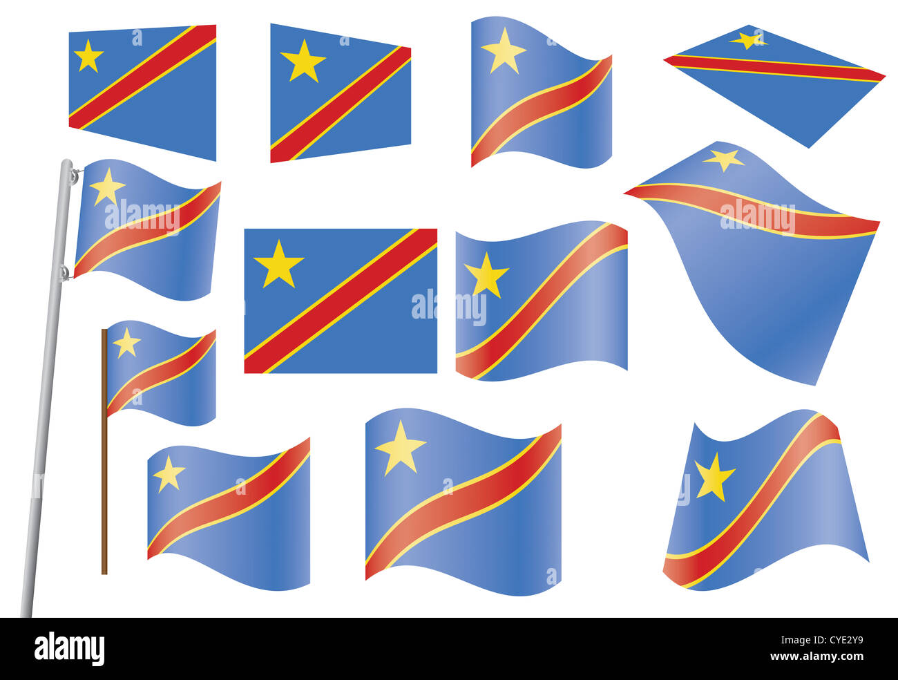 Satz von Flags der Demokratischen Republik Kongo Stockfoto