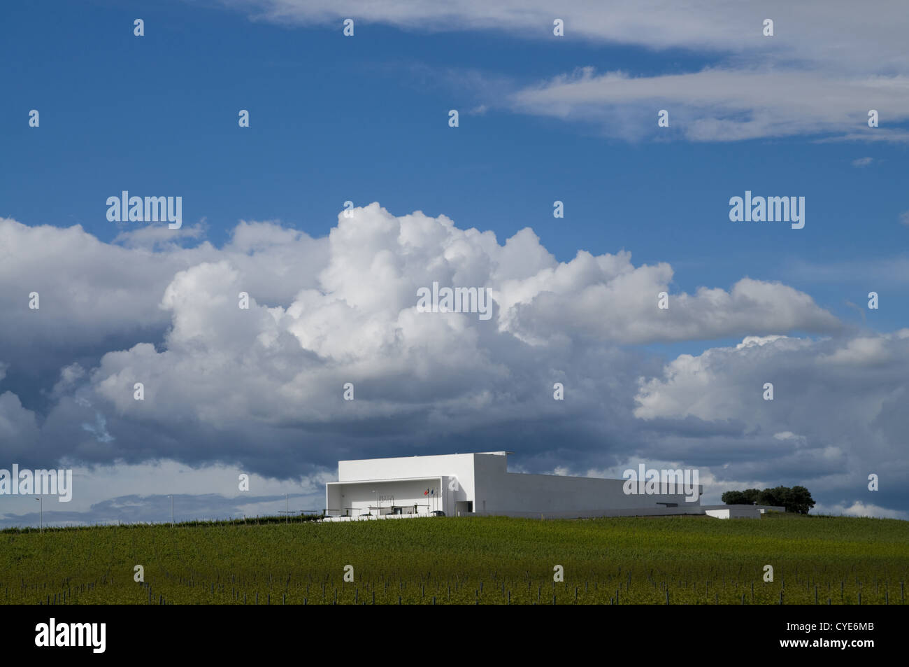 Adega Bürgermeister Weingut, von Siza Vieira entworfen. Alentejo, südlich von Portugal. Stockfoto