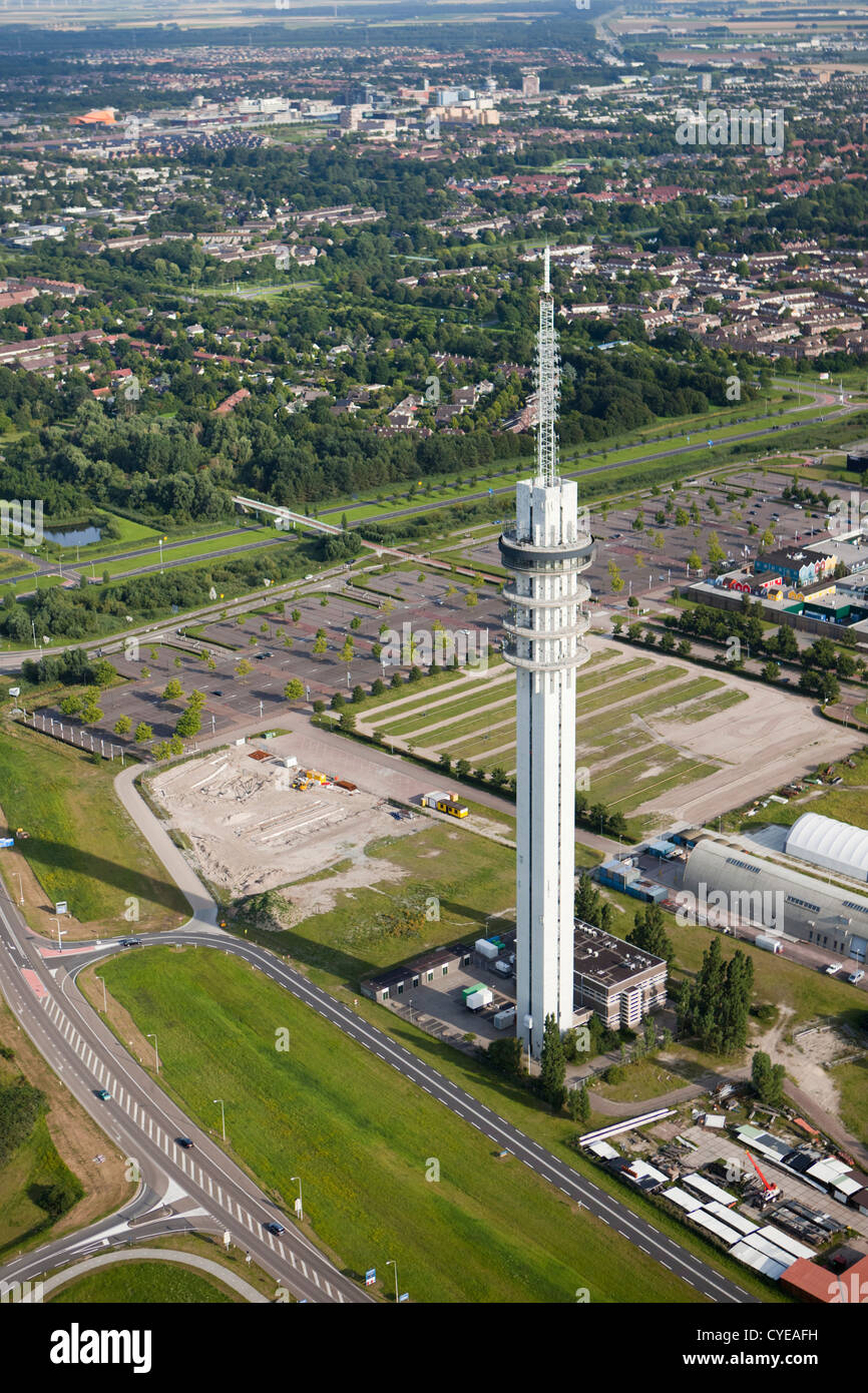 Die Niederlande, Lelystad, Fernsehturm, Antenne. Stockfoto