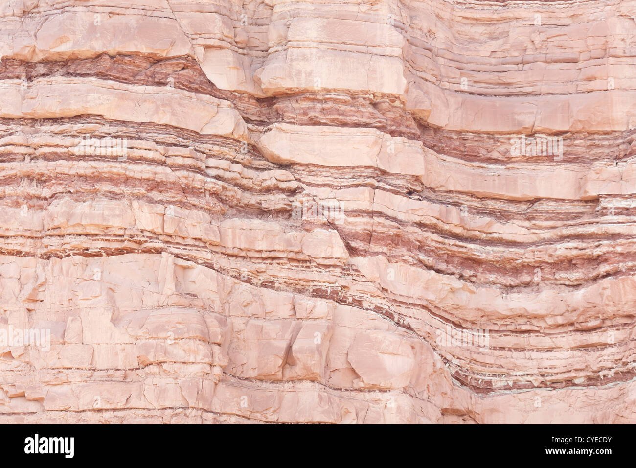 Detail der geologischen Formationen in Sedimentgestein fehlerhafte Sandstein Stockfoto