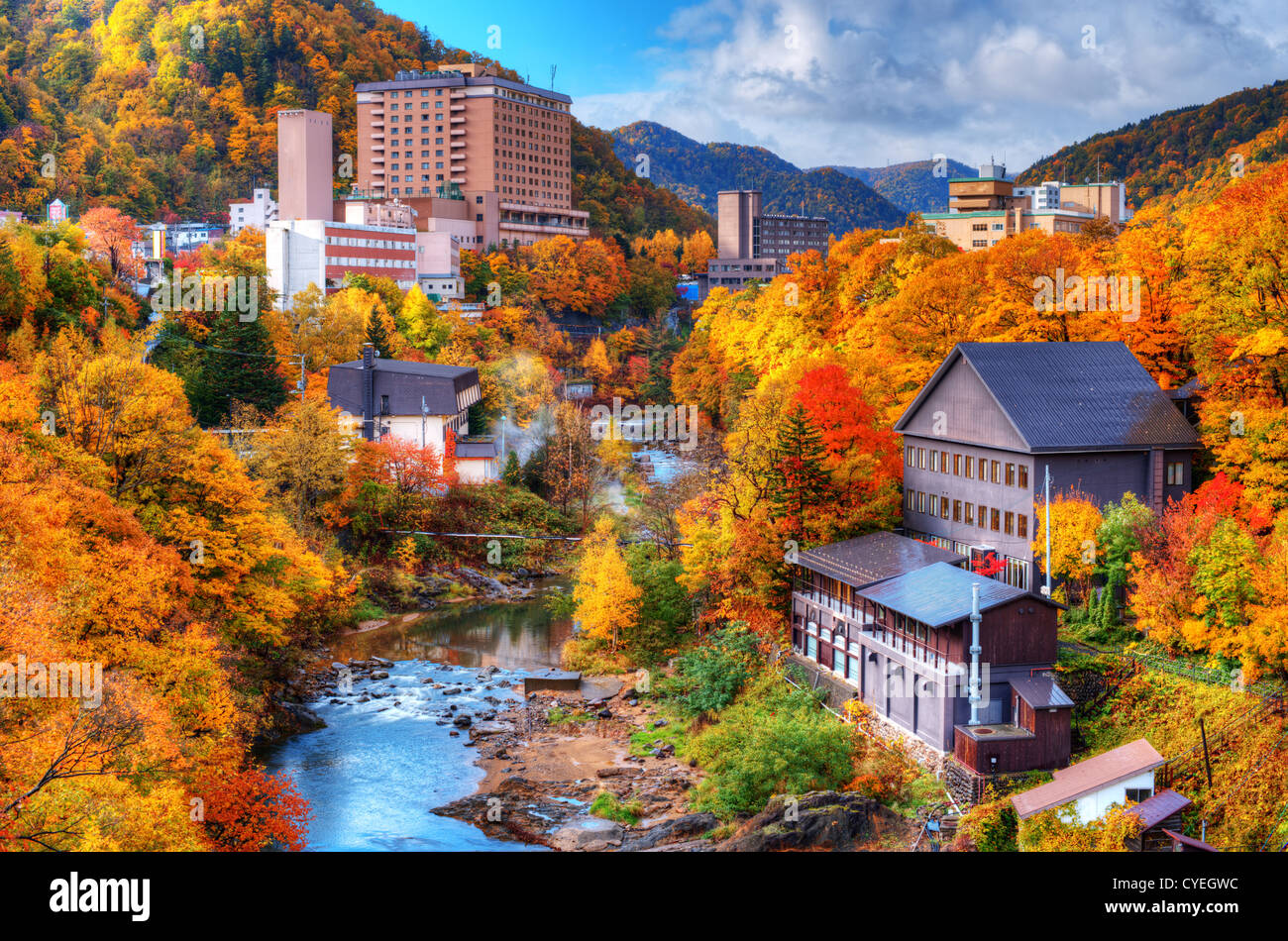 Die Hot Springs resort Stadt Jozankei in der nördlichen Insel Hokkaido, Japan. Stockfoto