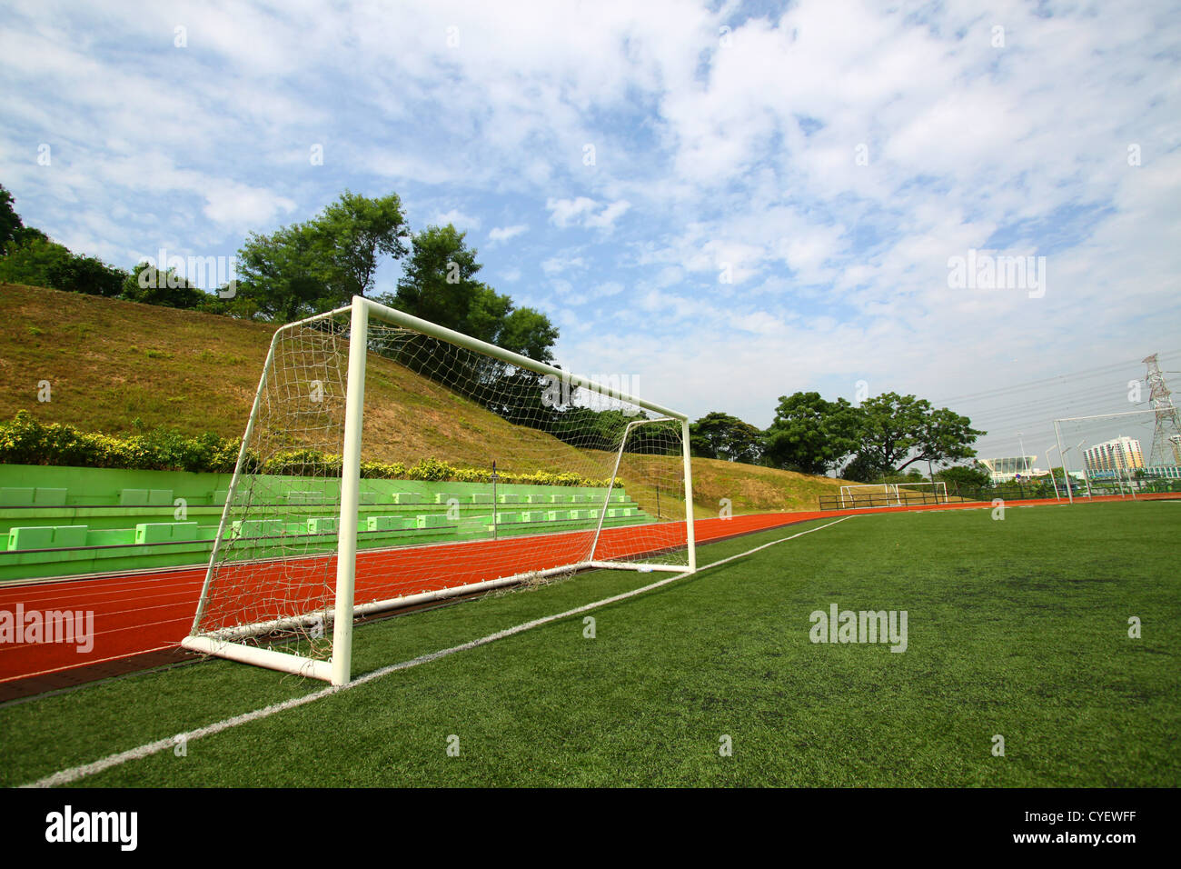 Stadion mit Netz Stockfoto