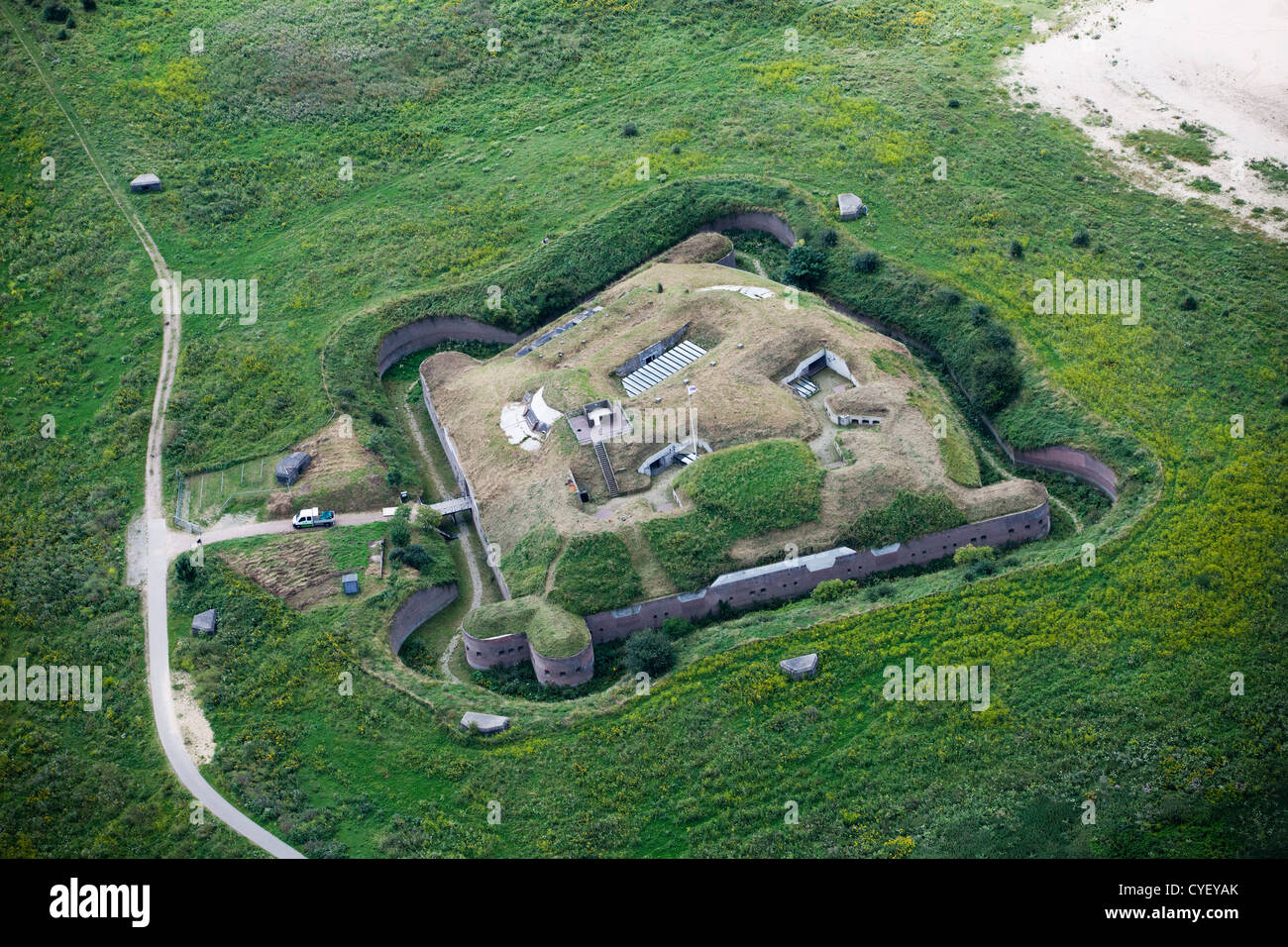 Fort Pannerden wurde zwischen 1869 und 1871 als Bestandteil der neue Holländische Wasserlinie dienen gebaut. Luft. Stockfoto