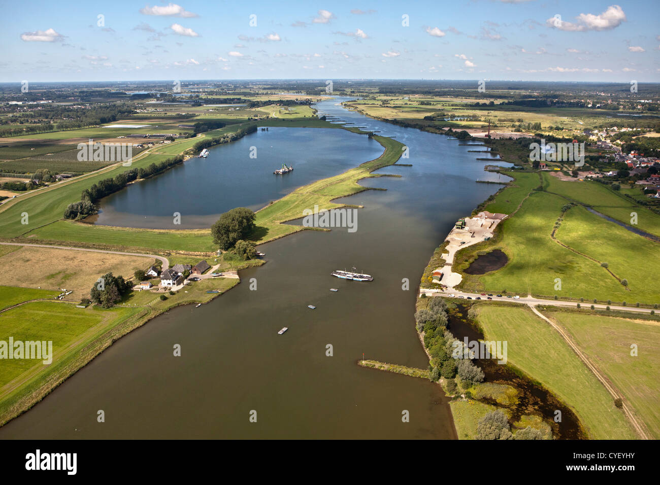 Den Niederlanden, Eck de Wiel, Überfahrt Rhein. Luft. Stockfoto