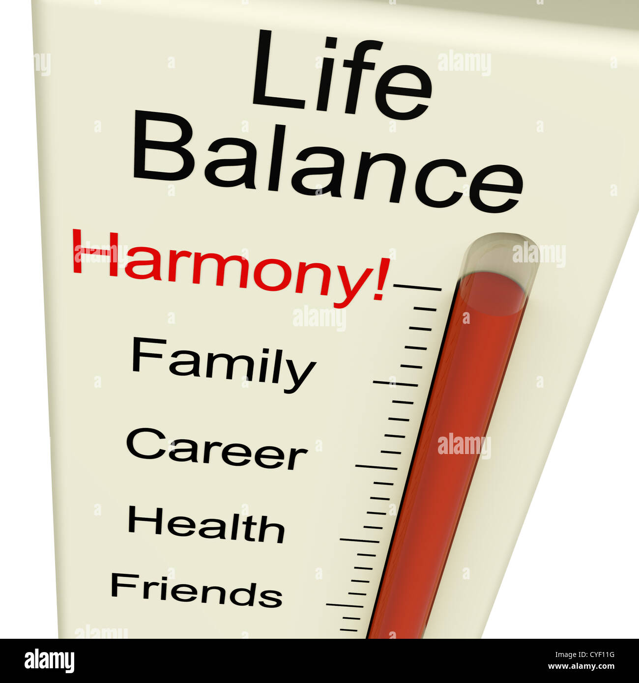 Life Balance Harmonie Meter zeigt Lifestyle und Jobs Wunsch Stockfoto