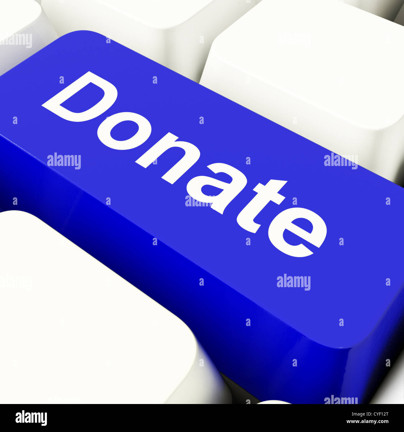 Spenden Sie Computertaste In blau zeigt Wohltätigkeitsorganisationen und Fundraising Stockfoto