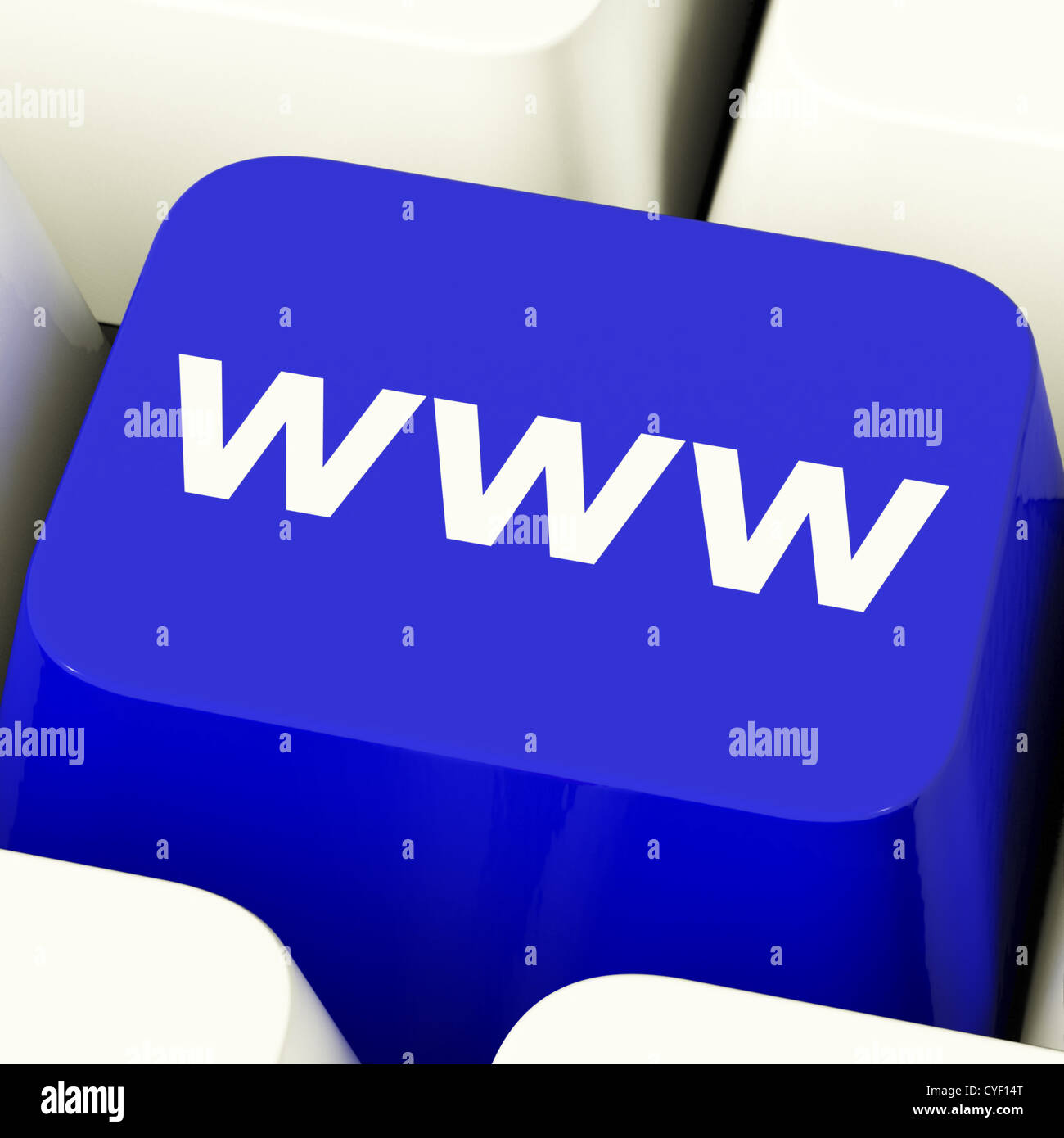 Www-Taste In blau zeigt Online-Website oder Internet Stockfoto