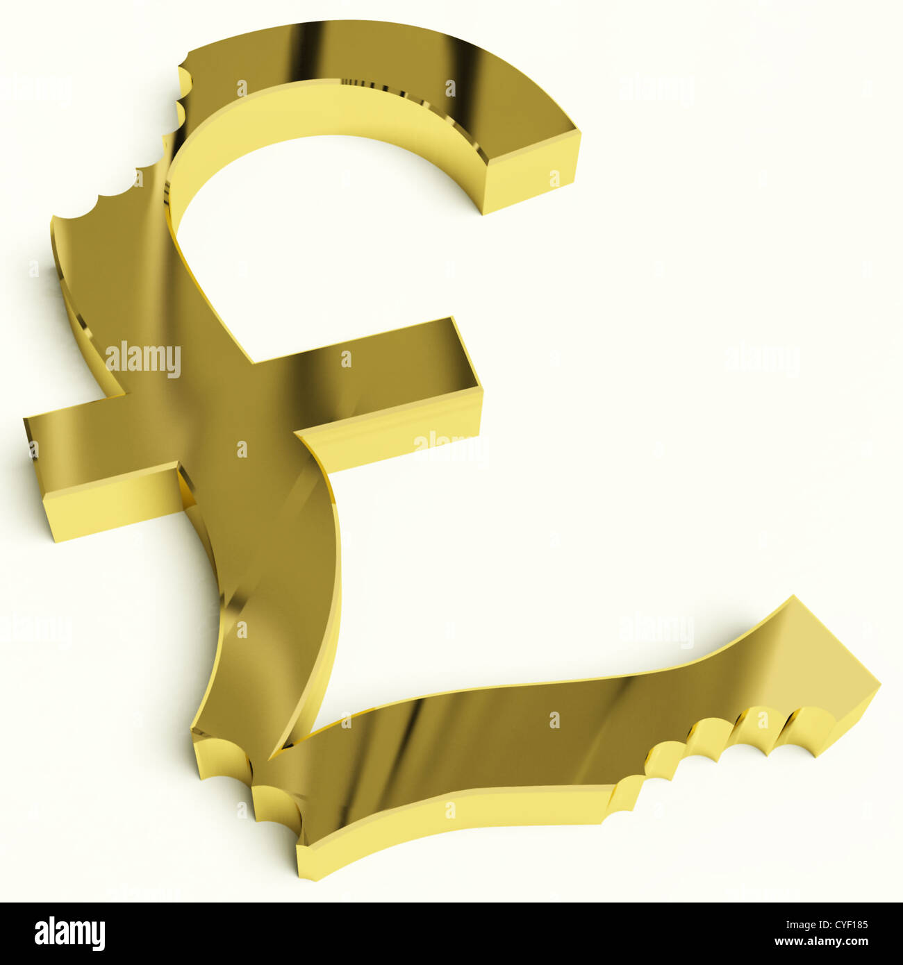 Pfund mit Biss zeigt Abwertung Wirtschaftskrise und Rezession Stockfoto
