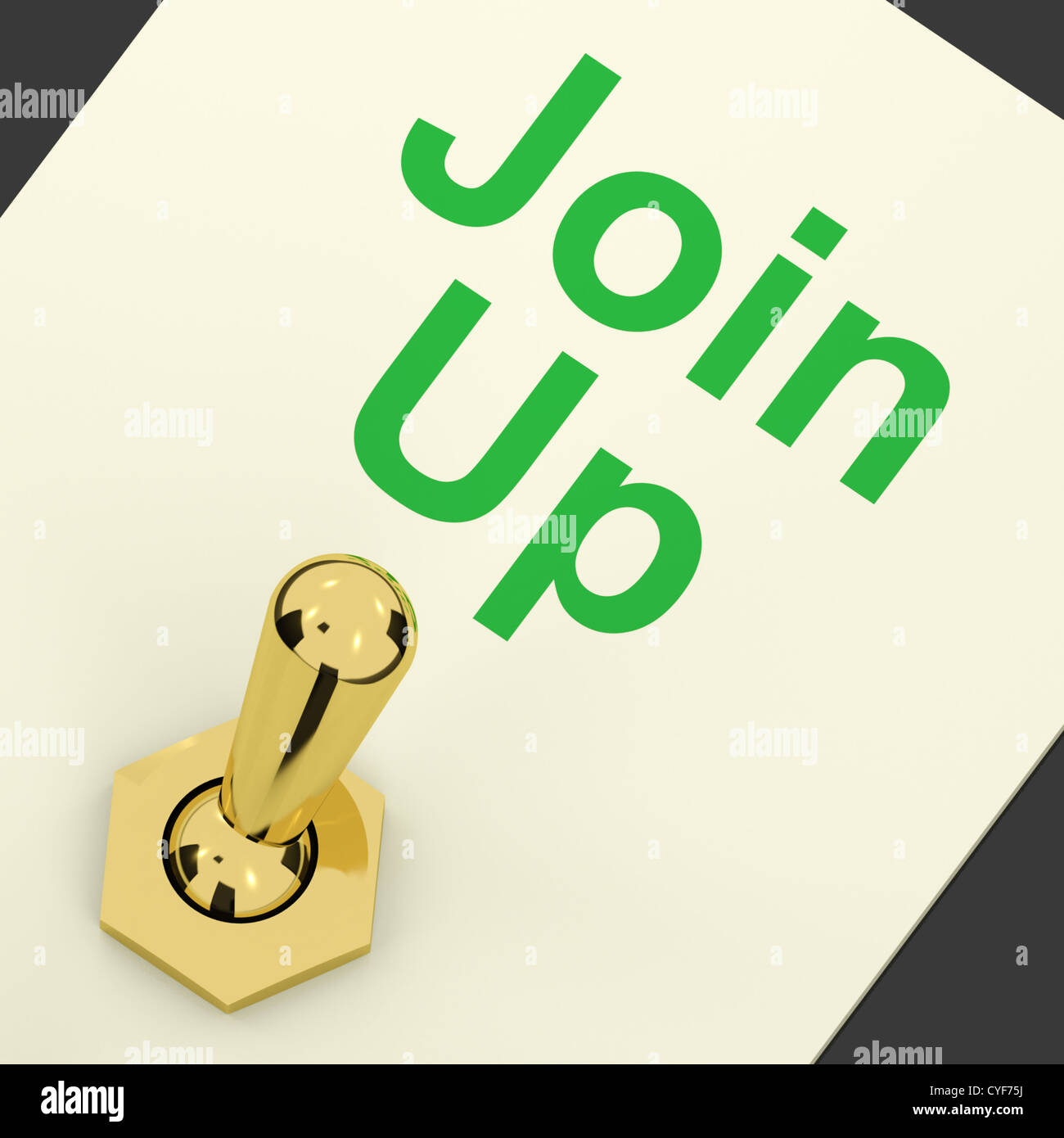 Join Up Schalter zeigen, Abonnement und Registrierungen Stockfoto