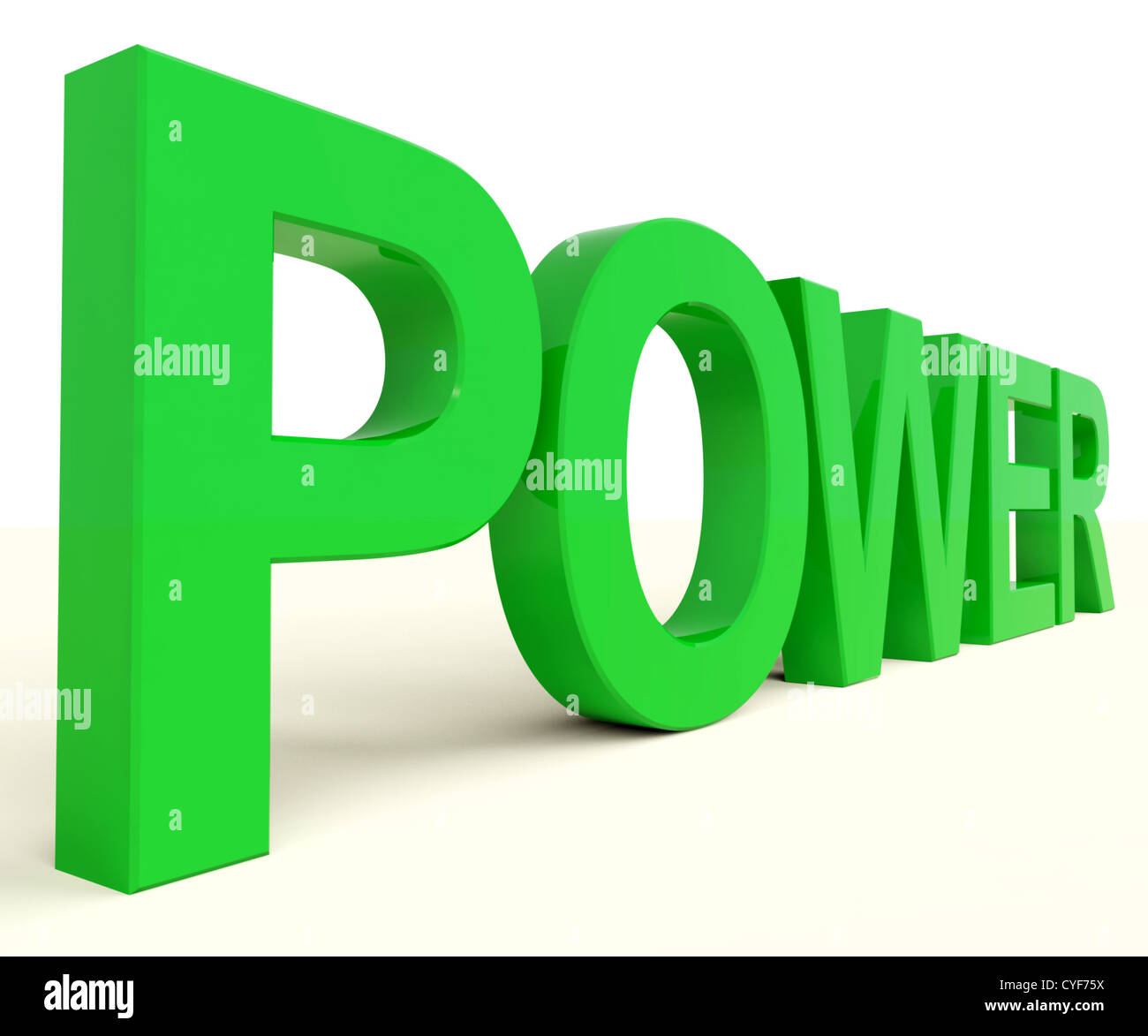 Macht Text In Grün als Symbol für Energie und Industrie Stockfoto