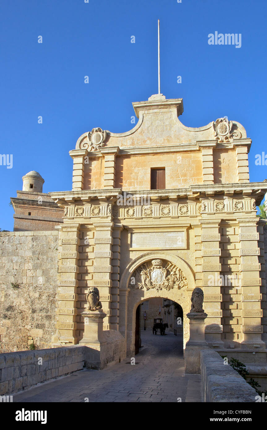 Westtor Mdina Malta Stockfoto