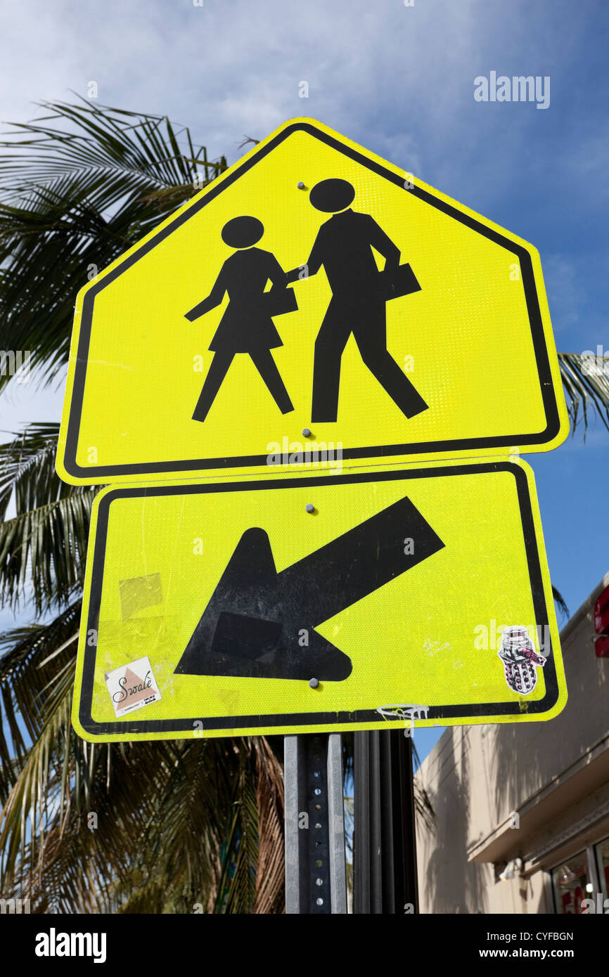 Fußgängerüberweg Verkehr Zeichen, Florida, USA Stockfoto