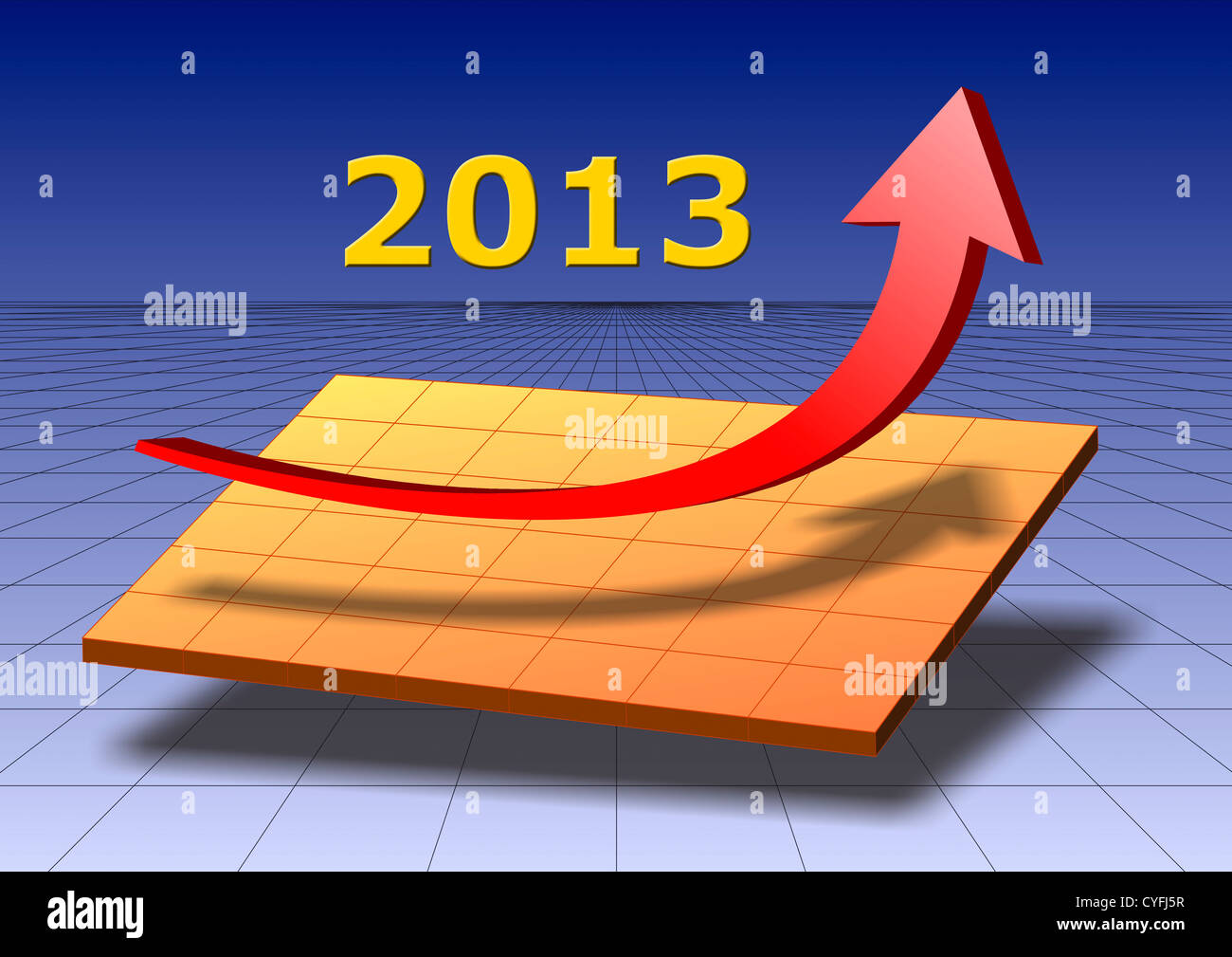 Pfeil zeigt Erfolg und Wachstum für das Jahr 2013 Stockfoto